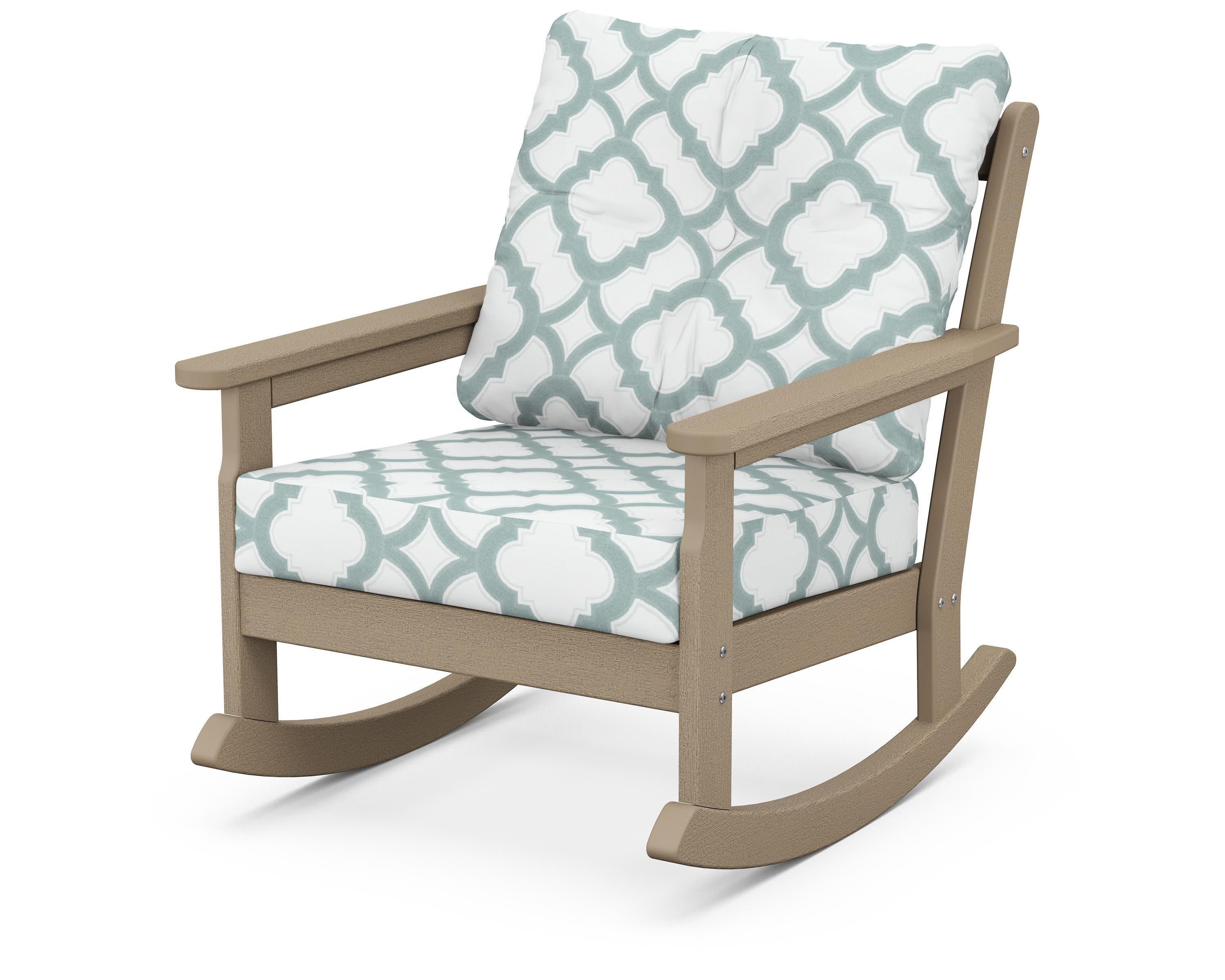 Vineyard Deep Seating Rocking Chair in Vintage Sahara / Trellis Glacier Spa