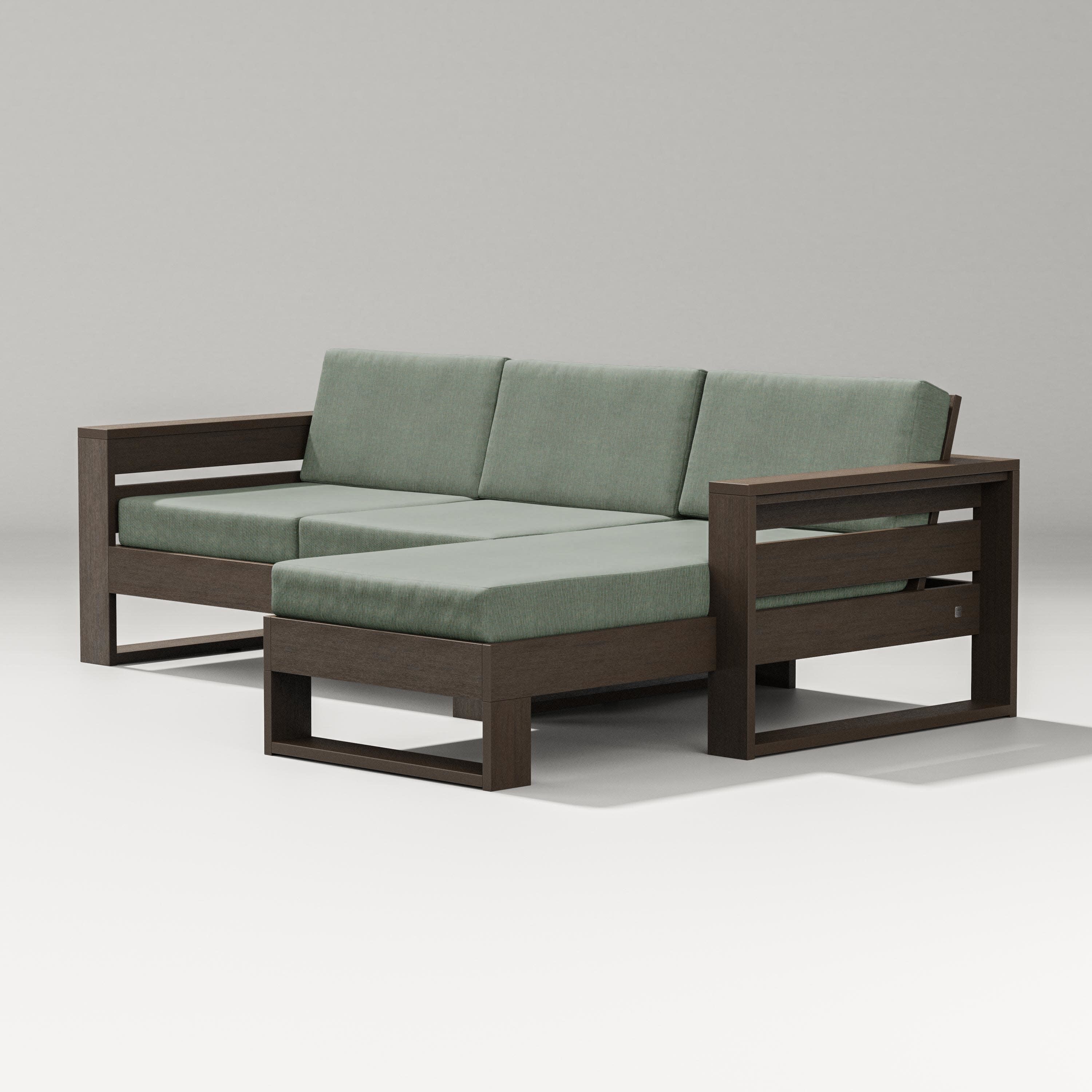 Latitude Right Chaise Sectional in Kona / Cast Sage