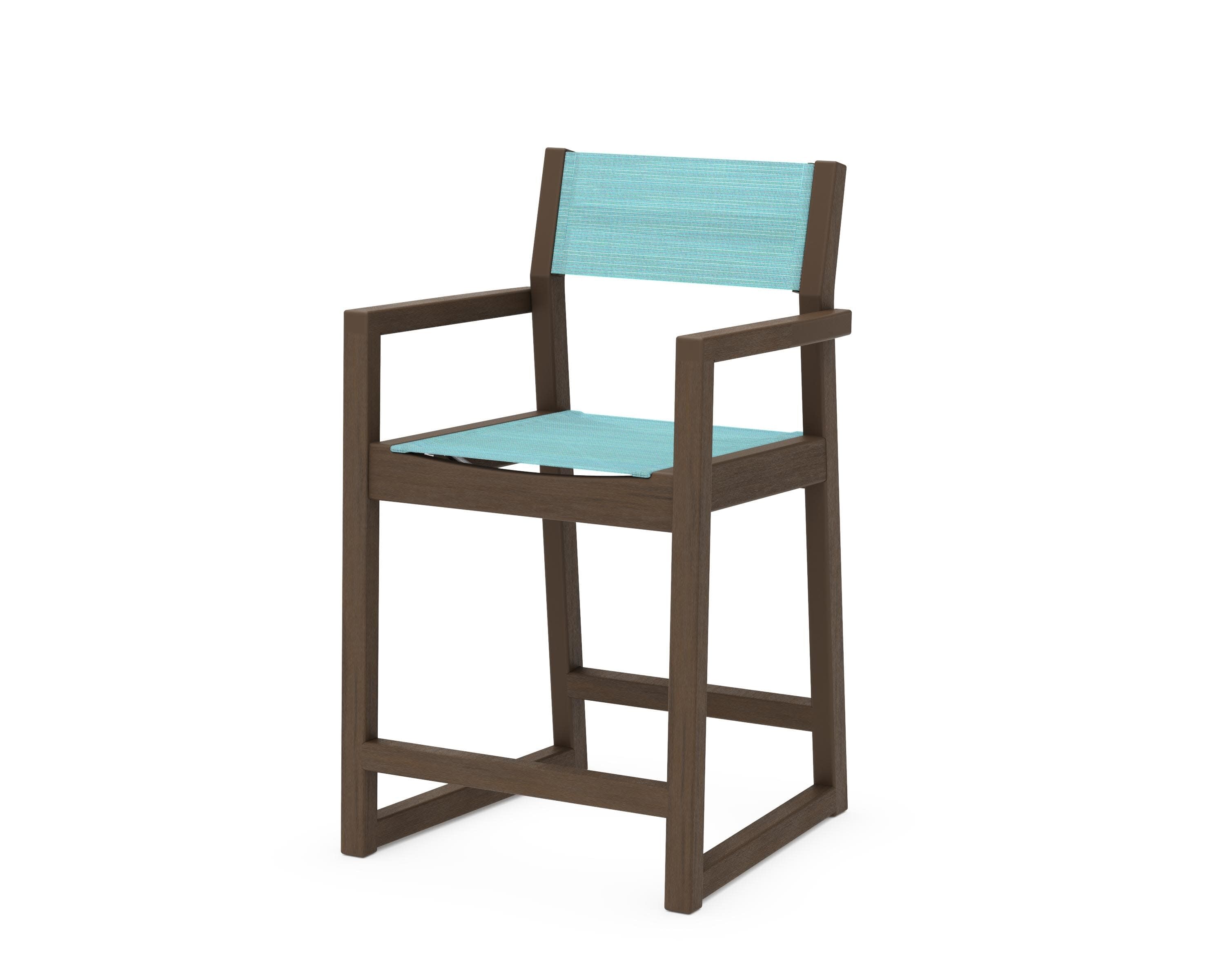 EDGE Sling Counter Arm Chair in Kona / Dupioni Aquamarine Sling