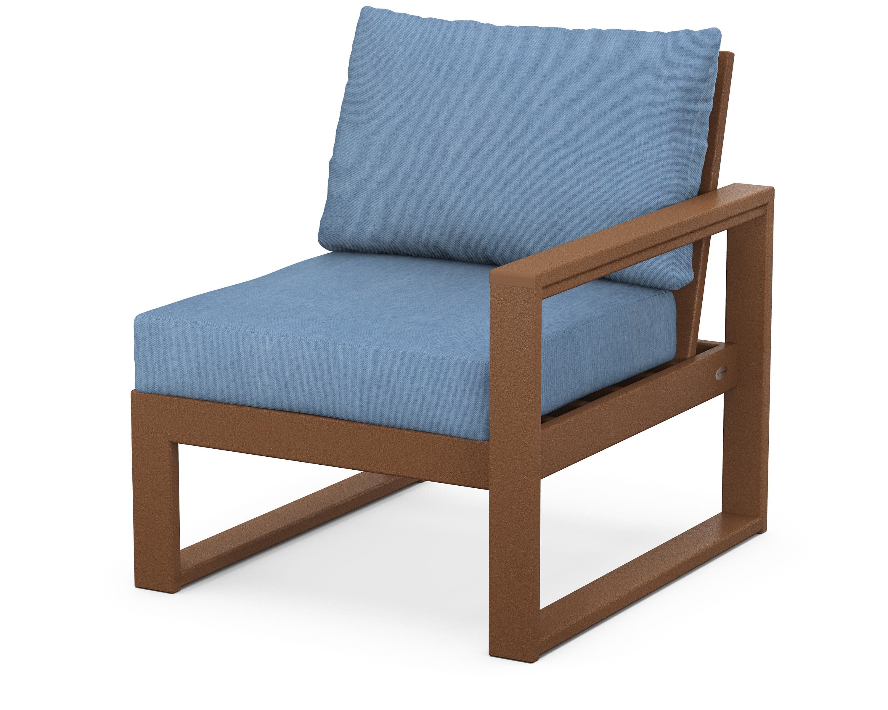 EDGE Modular Right Arm Chair in Teak / Sky Blue