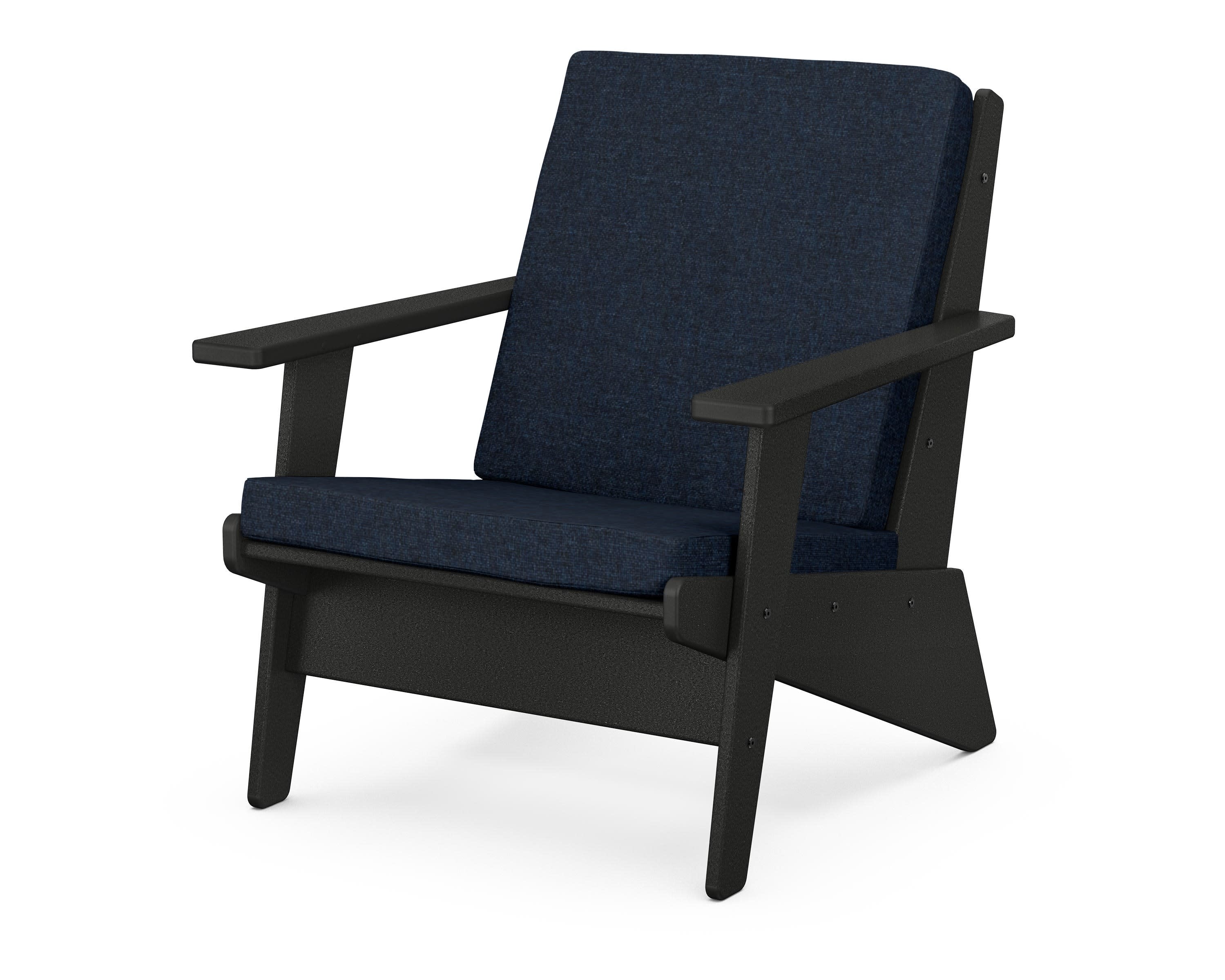 Riviera Modern Lounge Chair in Black / Marine Indigo