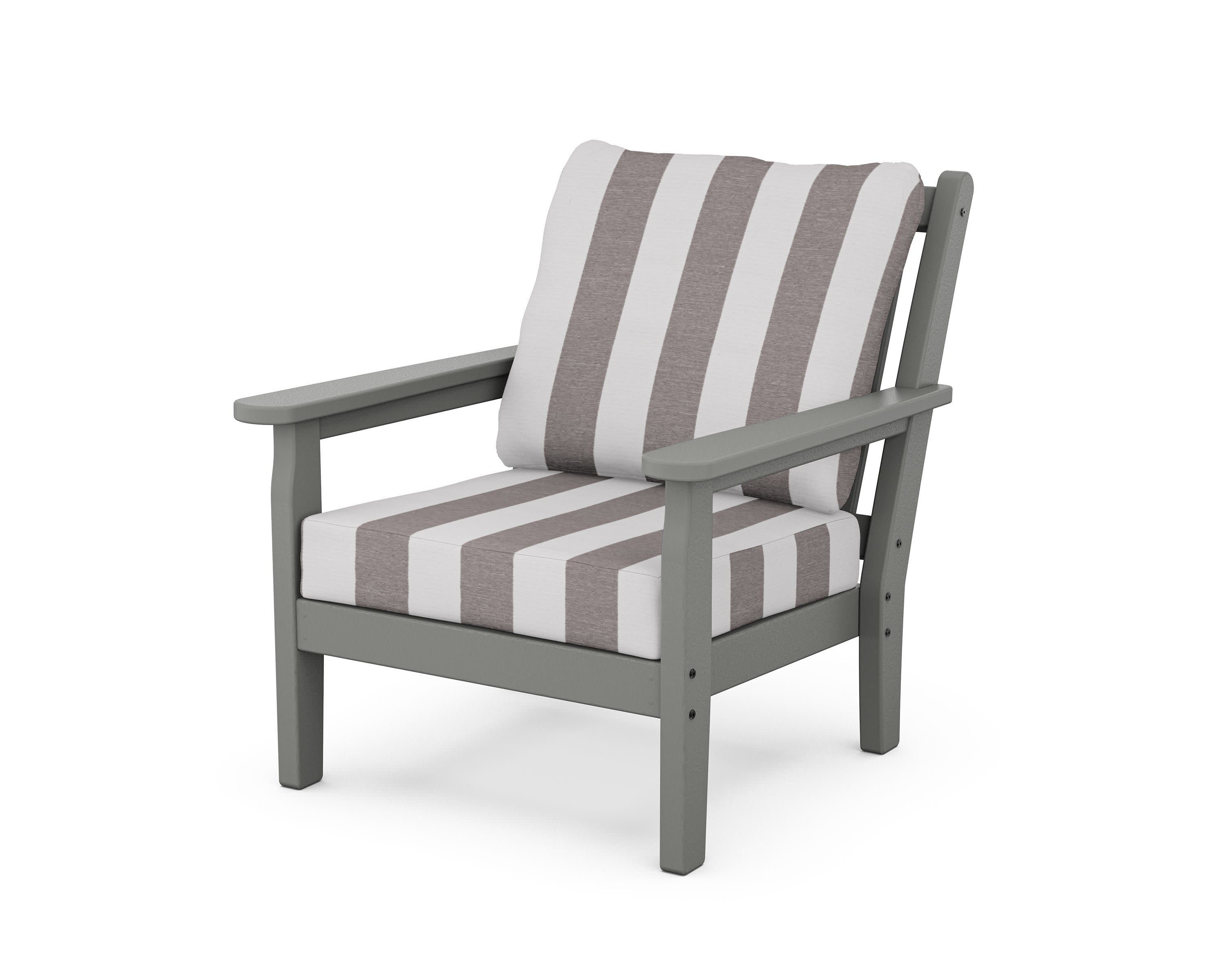 Chippendale Deep Seating Chair in Slate Grey / Cabana Stripe Grey Mist