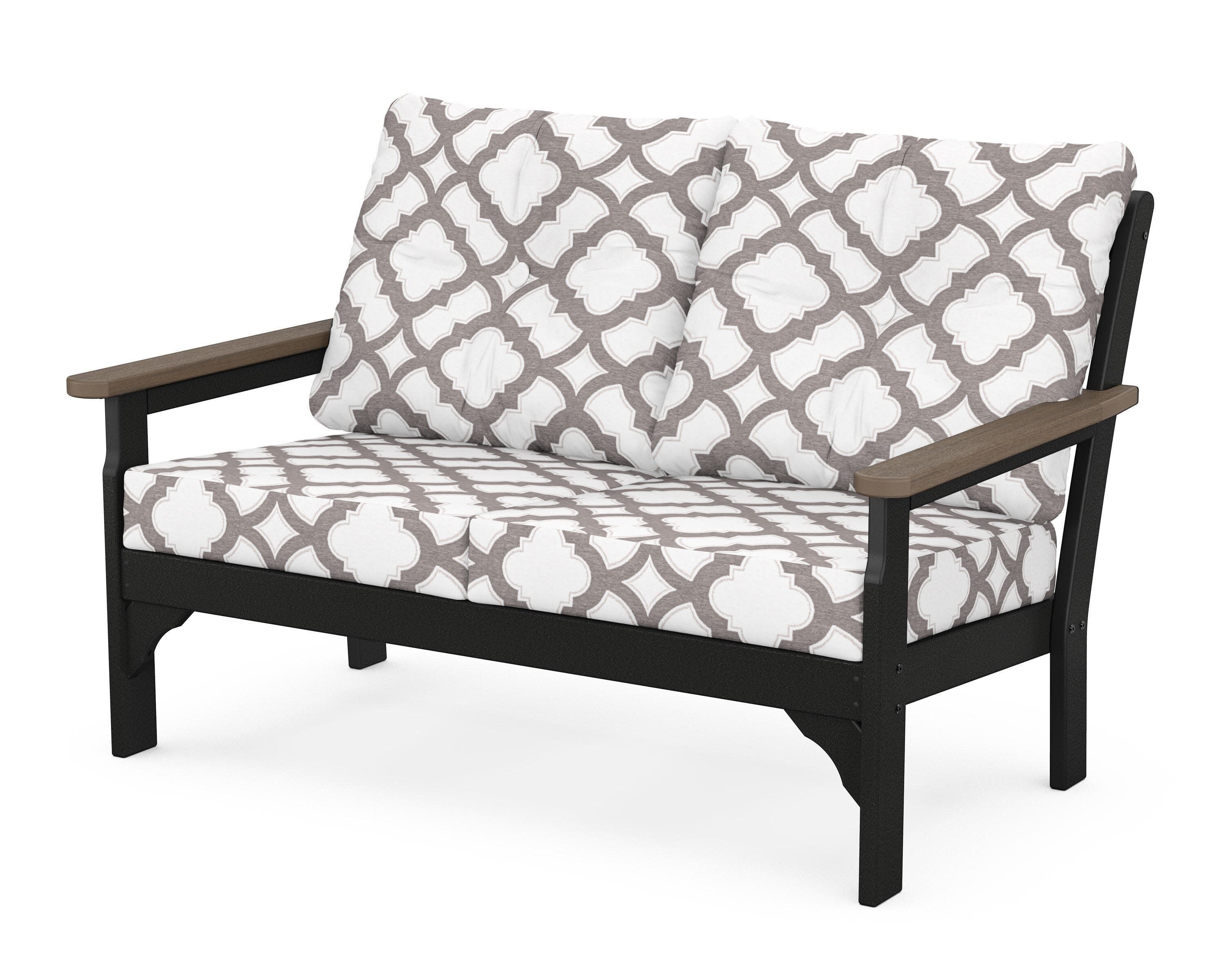 Vineyard Deep Seating Loveseat in Black / Kona / Trellis Grey Mist