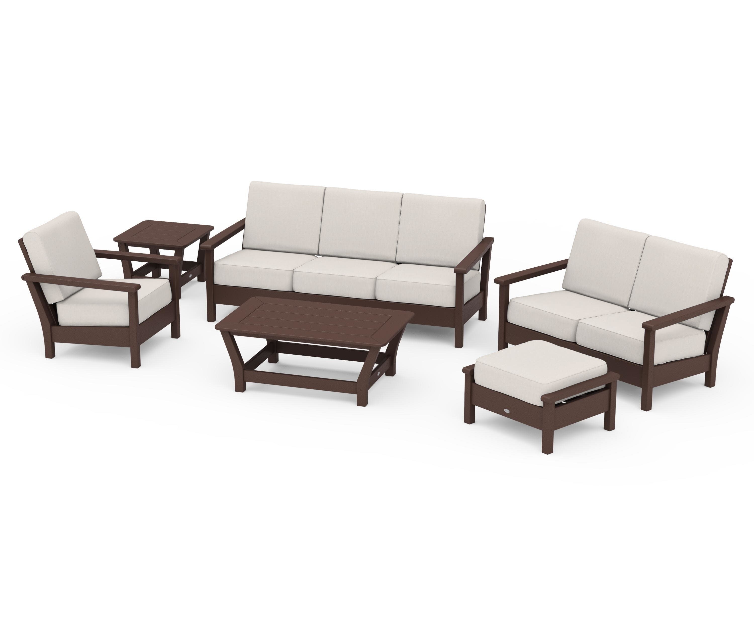 Harbour 6-Piece Outdoor Living Set in Mahogany / Cast Ash