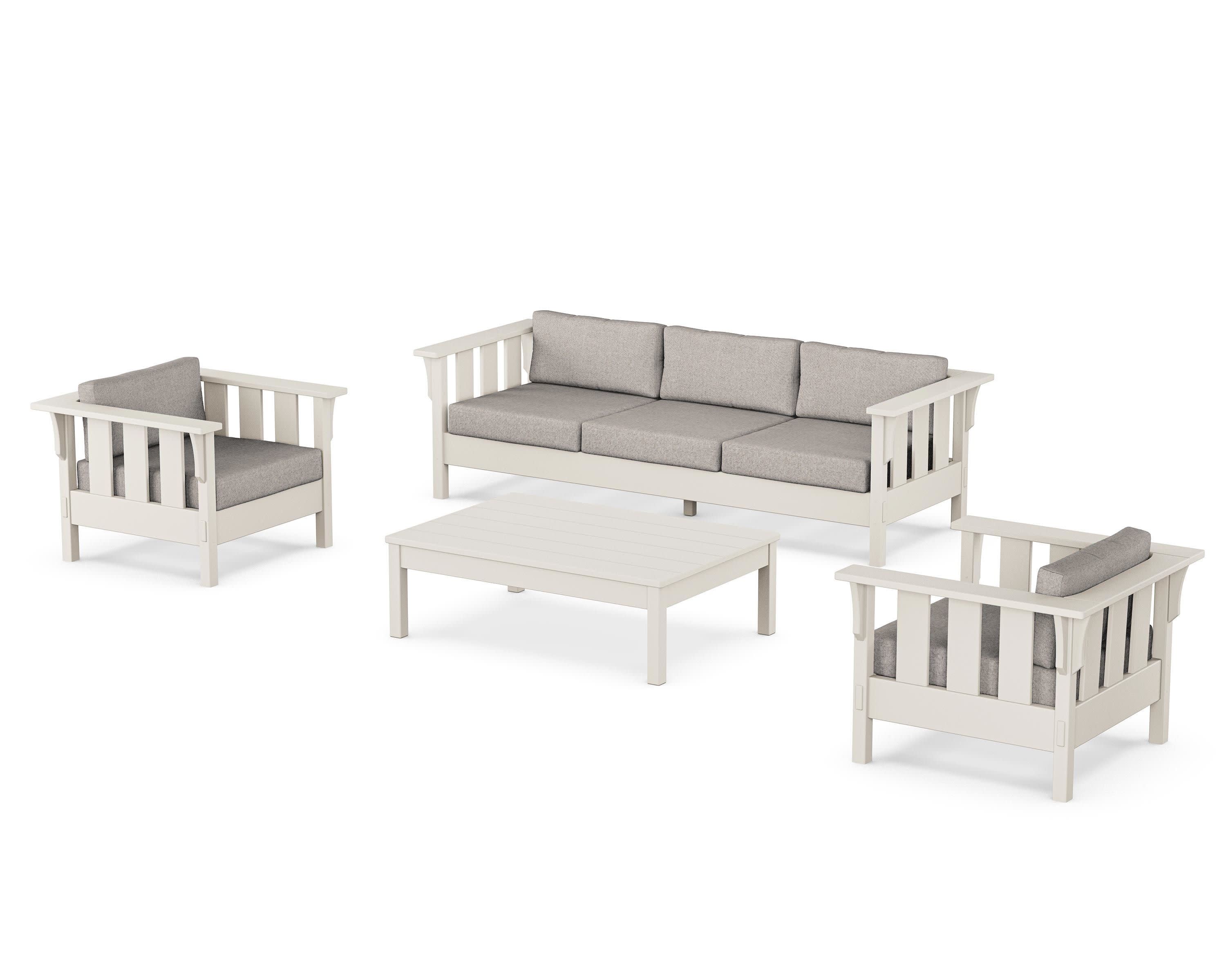 Acadia 4-Piece Deep Seating Set with Sofa in Sand / Weathered Tweed