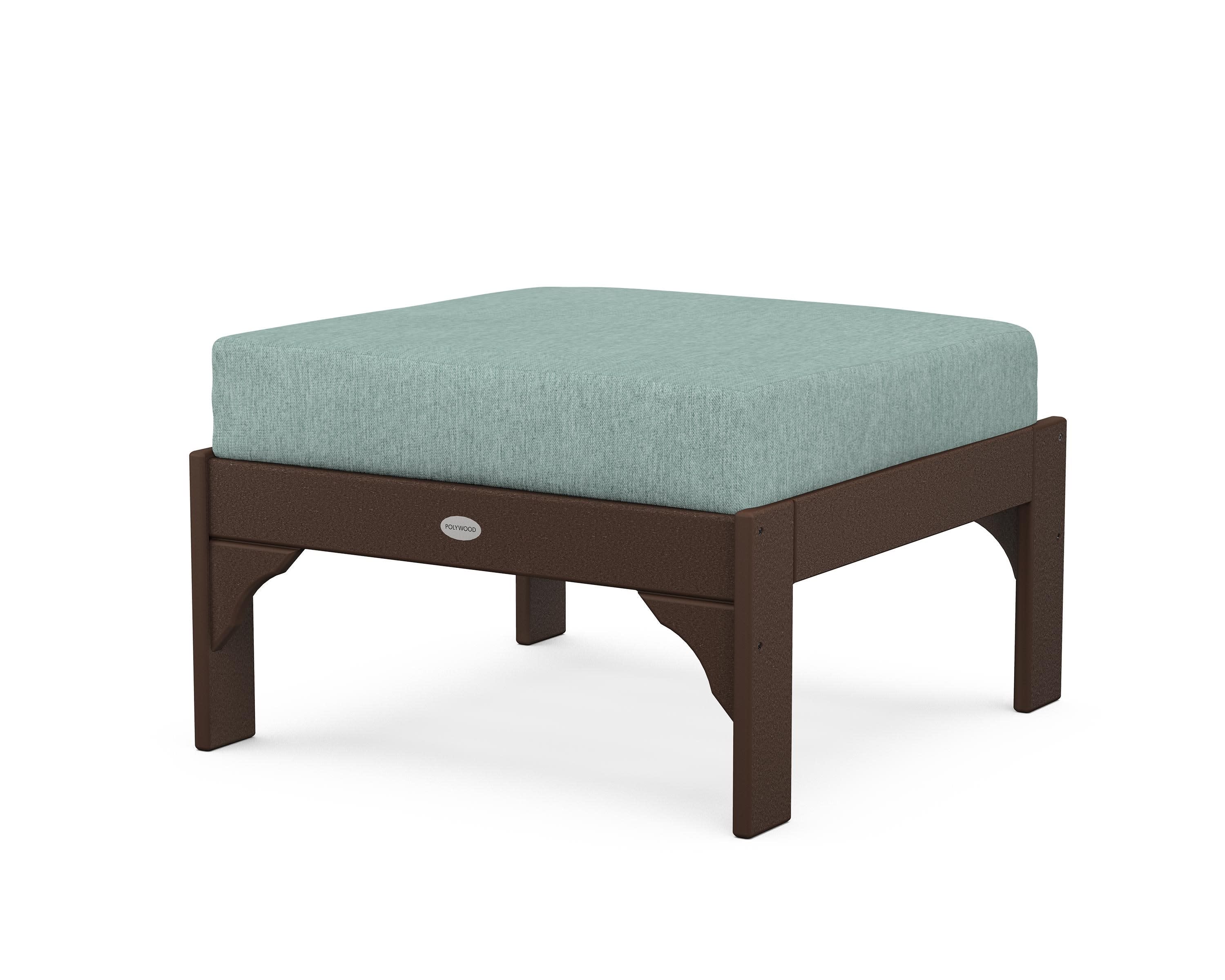 Vineyard Deep Seating Ottoman in Mahogany / Glacier Spa