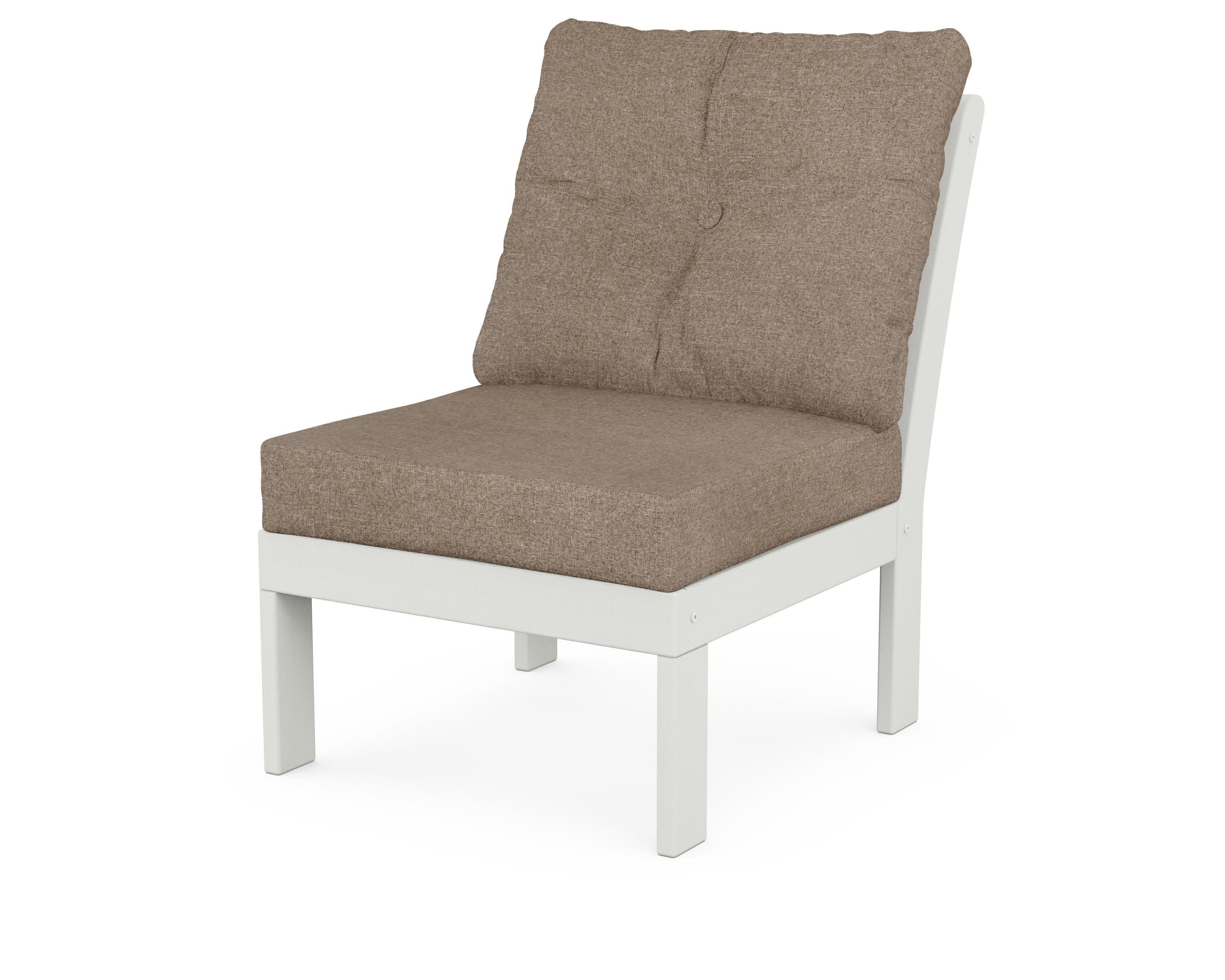 Vineyard Modular Armless Chair in Vintage White / Spiced Burlap