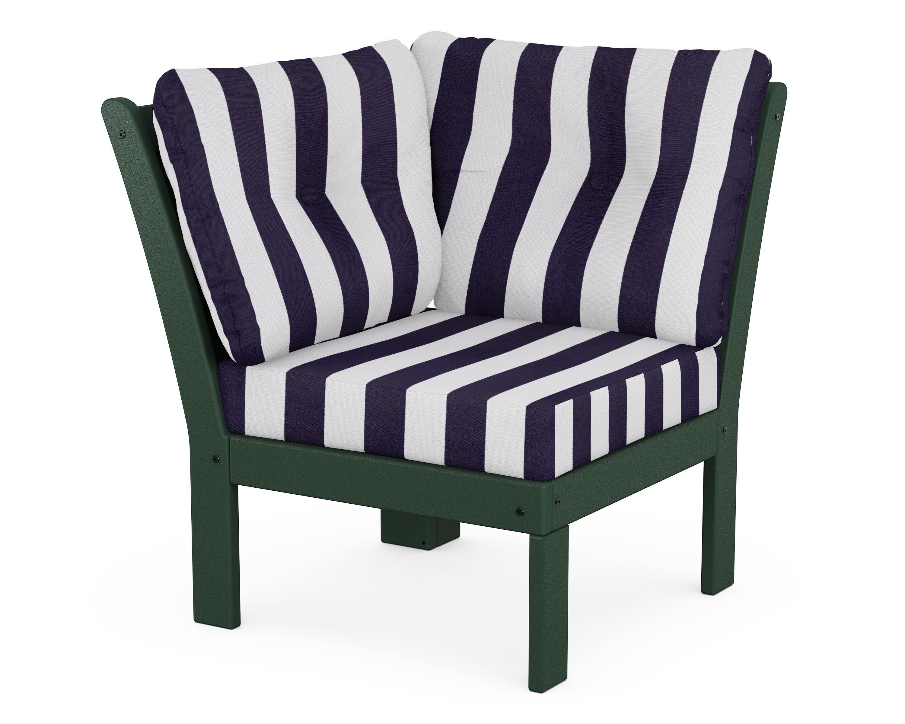 Vineyard Modular Corner Chair in Green / Cabana Stripe Navy