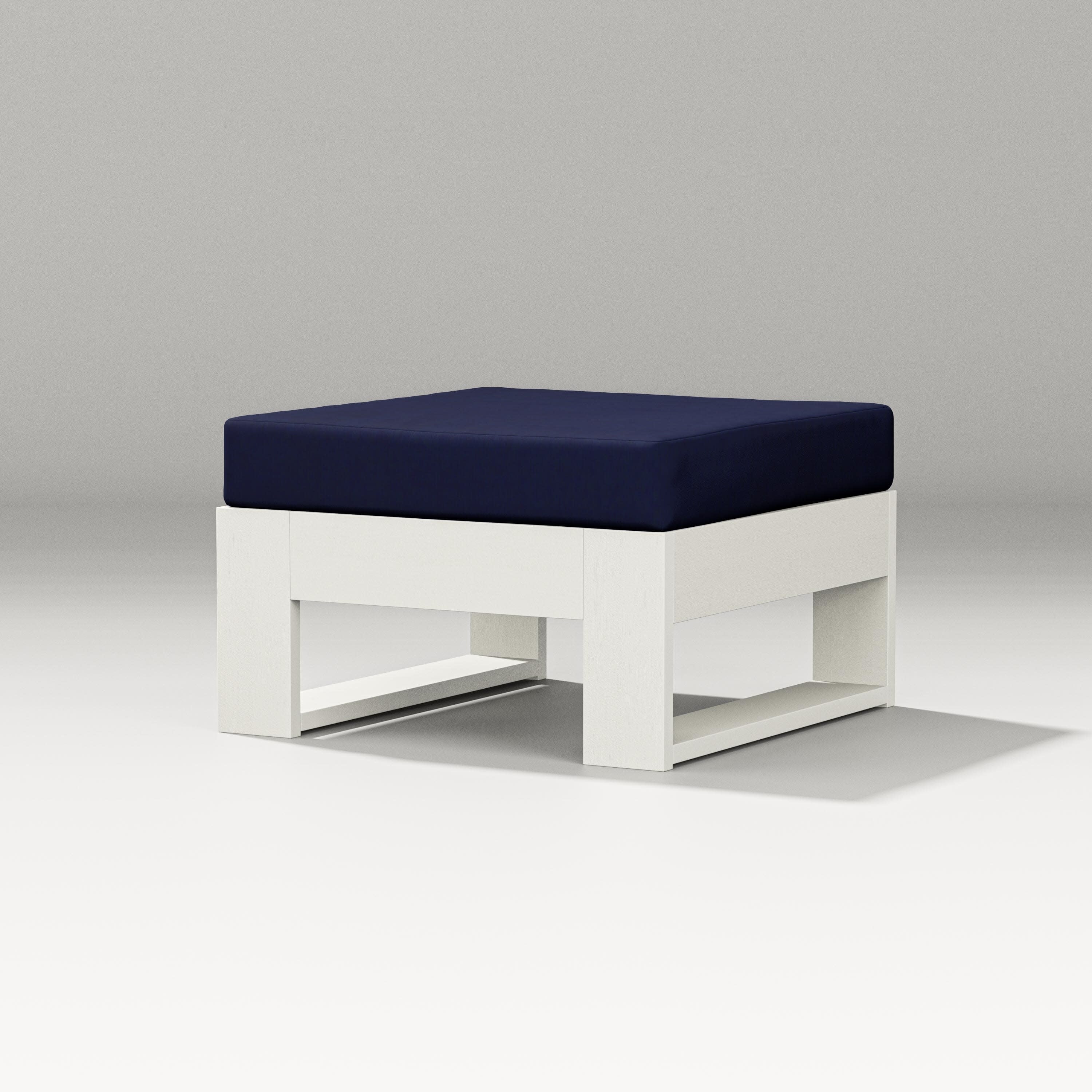 Latitude Lounge Ottoman in Vintage White / Navy