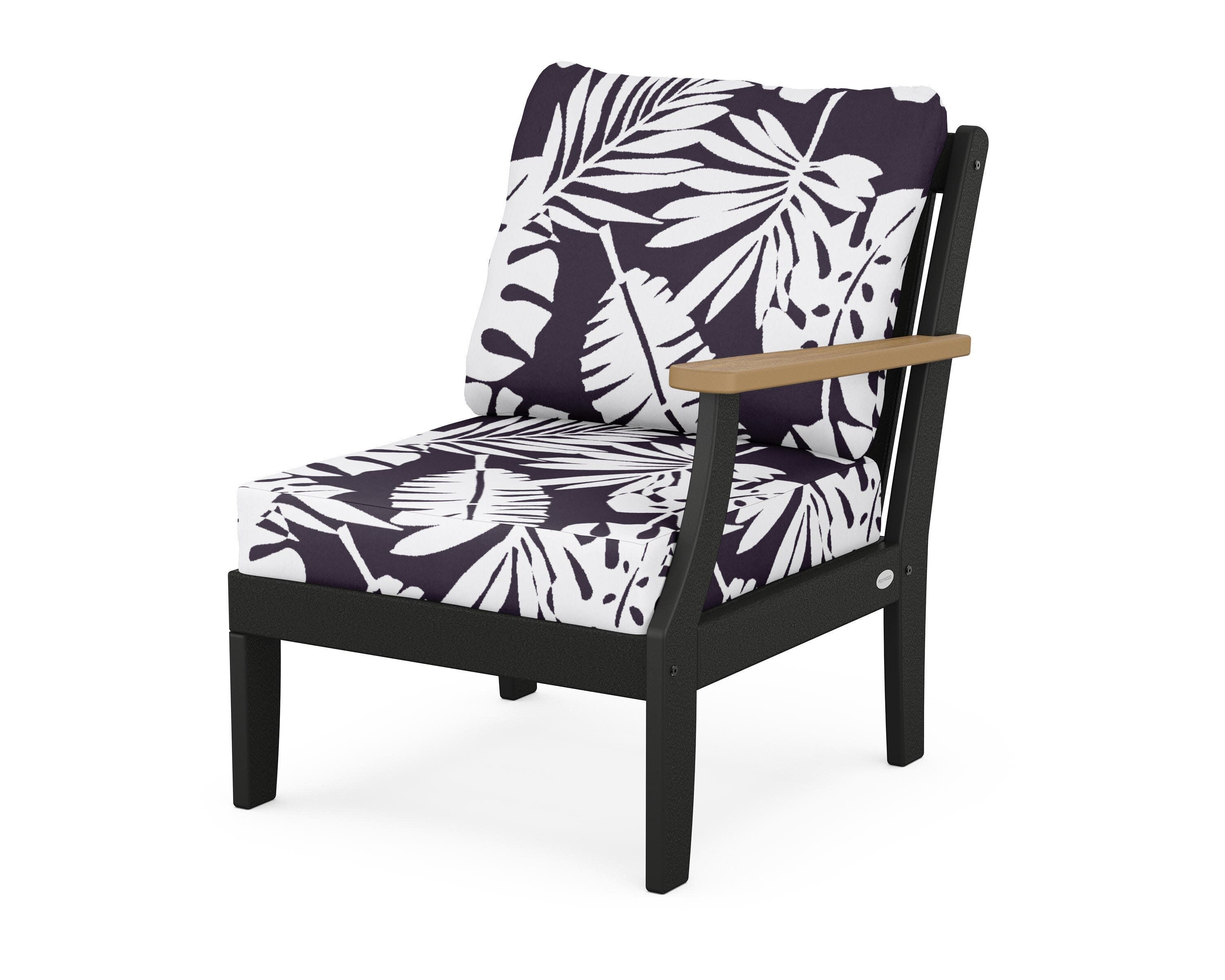 Braxton Modular Right Arm Chair in Black / Natural / Leaf Navy