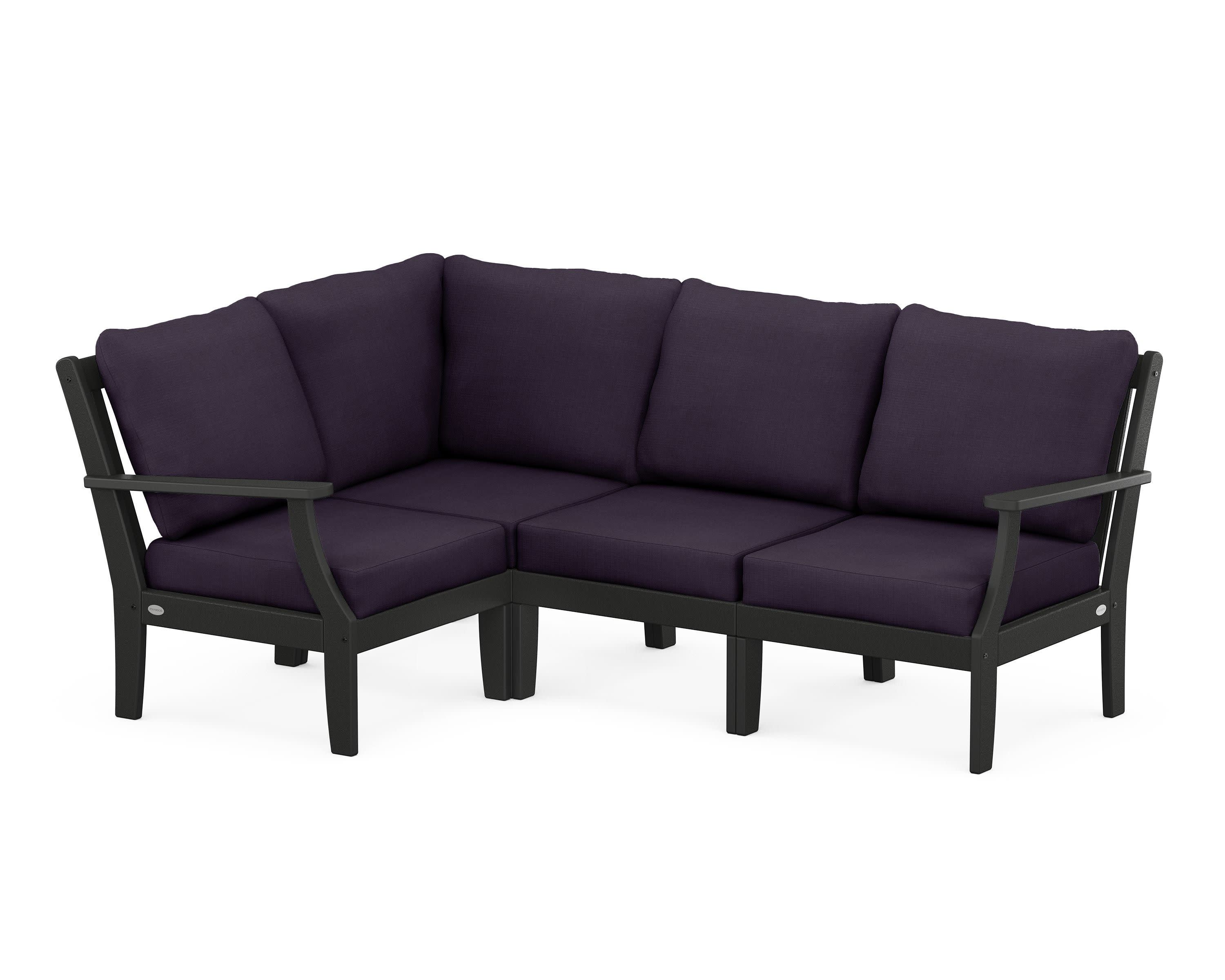 Braxton Modular 4-Piece Deep Seating Set in Black / Navy Linen