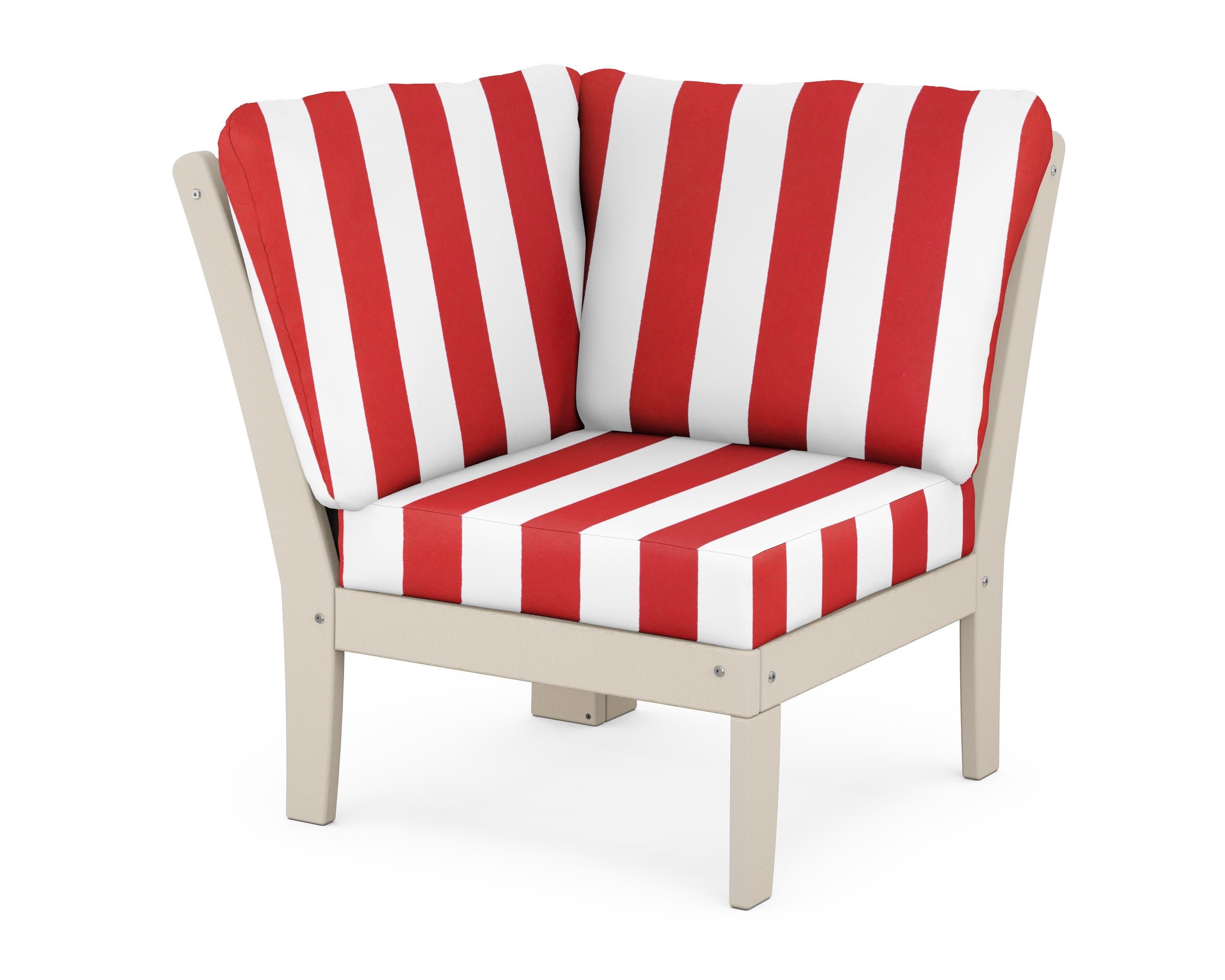 Braxton Modular Corner Chair in Sand / Cabana Stripe Crimson