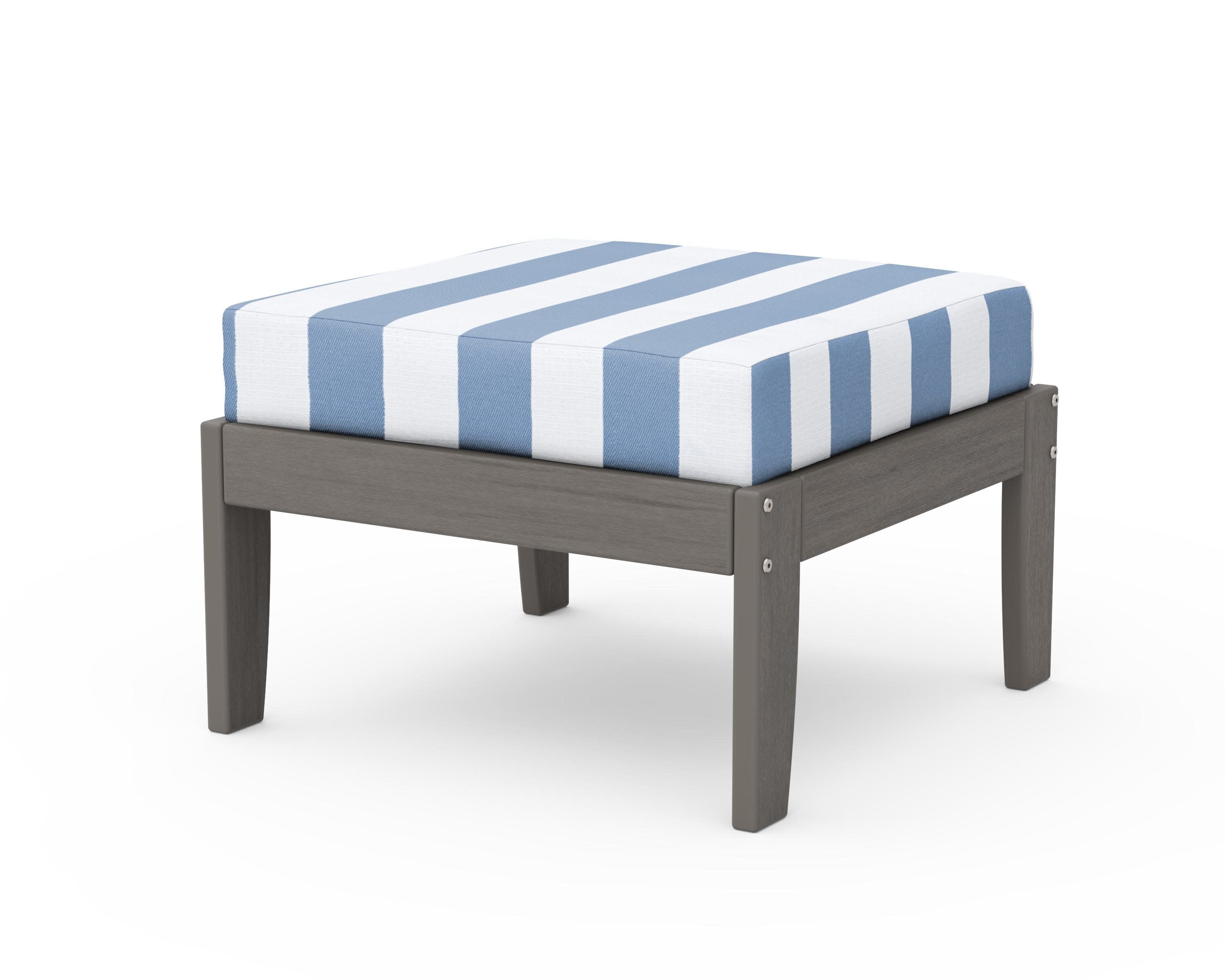 Modular Ottoman - Classic in Driftwood / Cabana Stripe Sky Blue