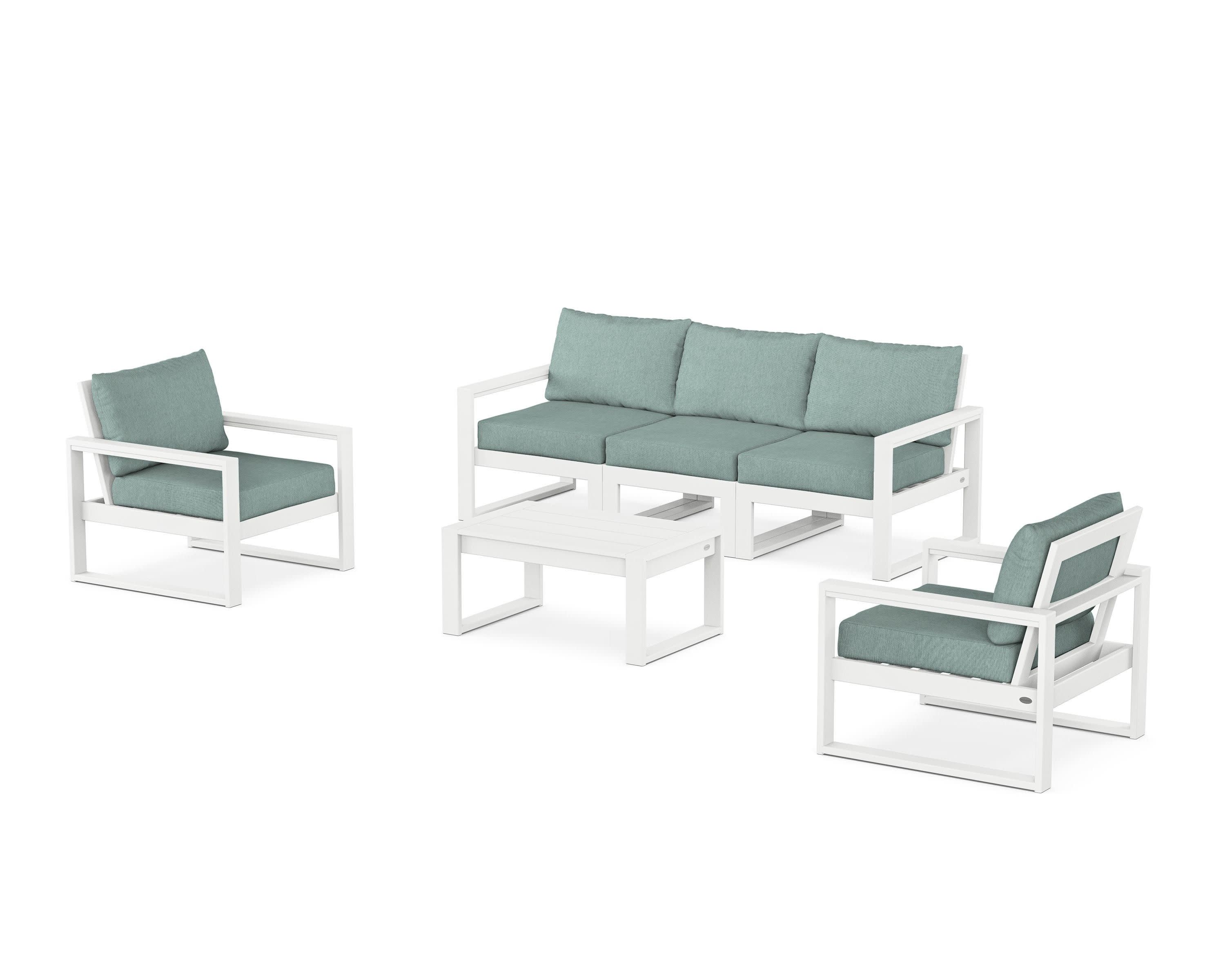 EDGE Sectional 4-Piece Deep Seating Set with Sofa in White / Glacier Spa