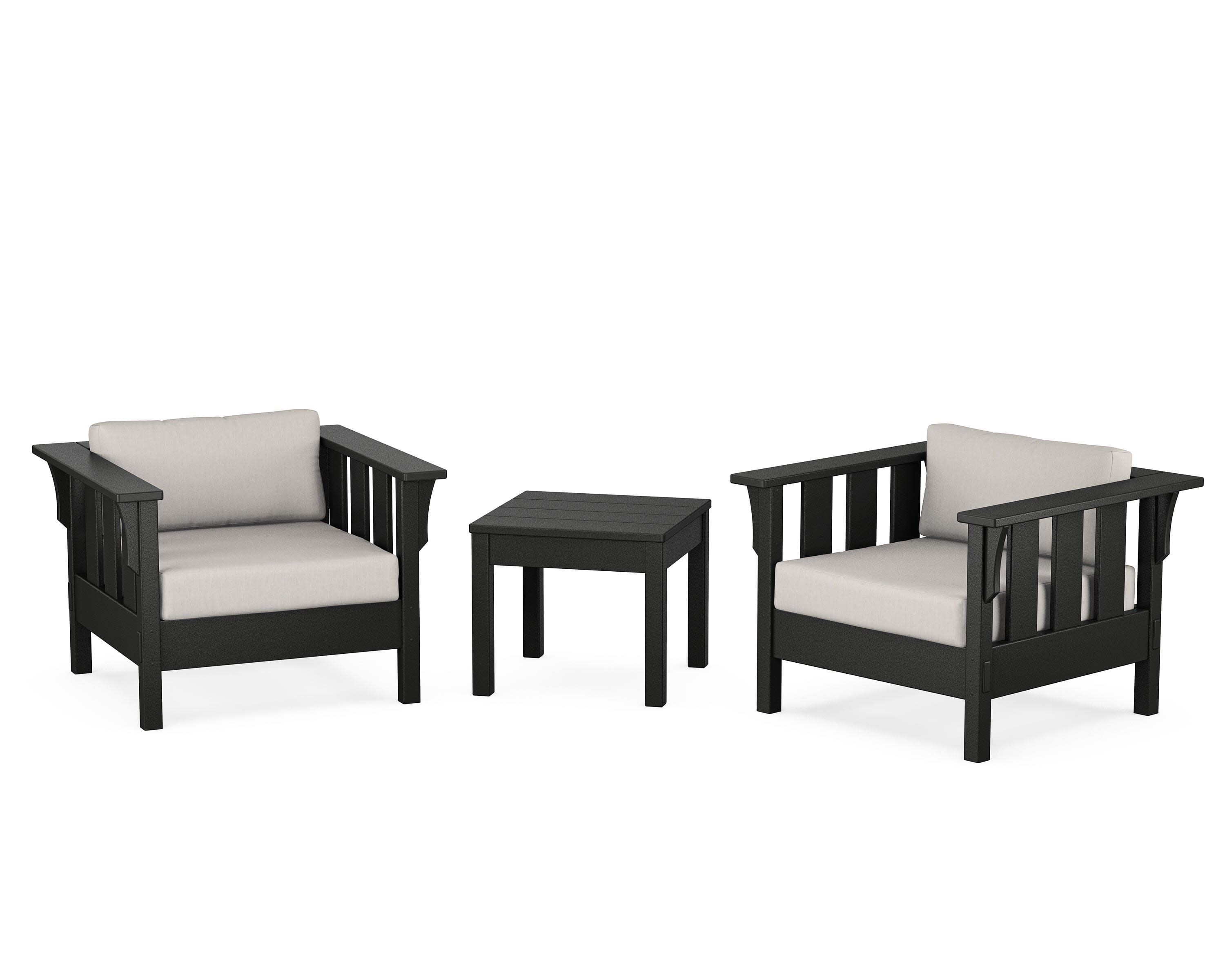 Acadia 3-Piece Deep Seating Set in Black / Cast Ash
