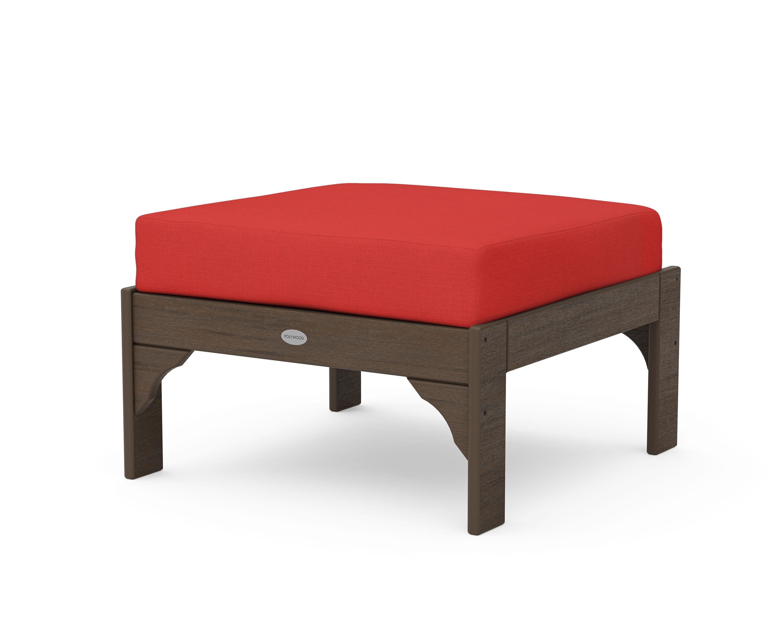 Vineyard Deep Seating Ottoman in Kona / Crimson Linen