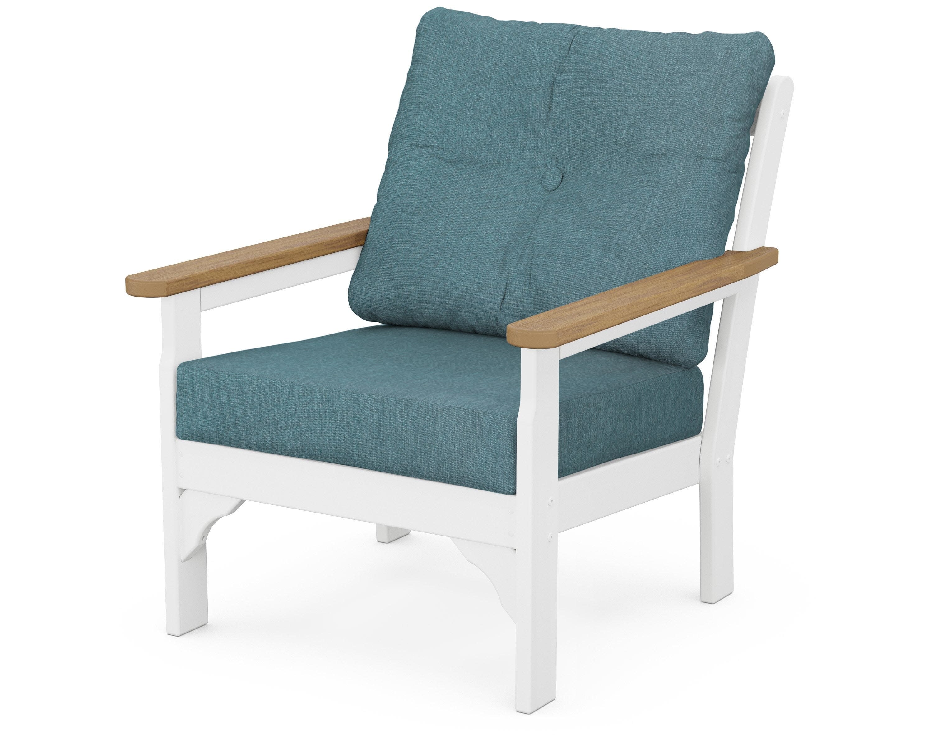 Vineyard Deep Seating Chair in White / Natural / Ocean Teal