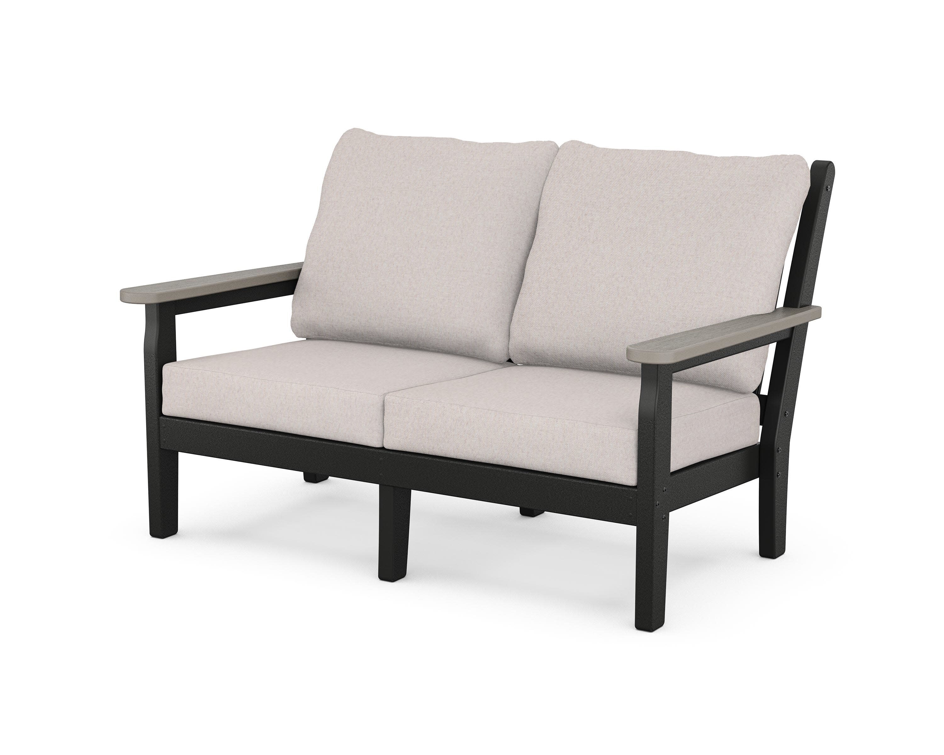 Chippendale Deep Seating Loveseat in Black / Driftwood / Dune Burlap