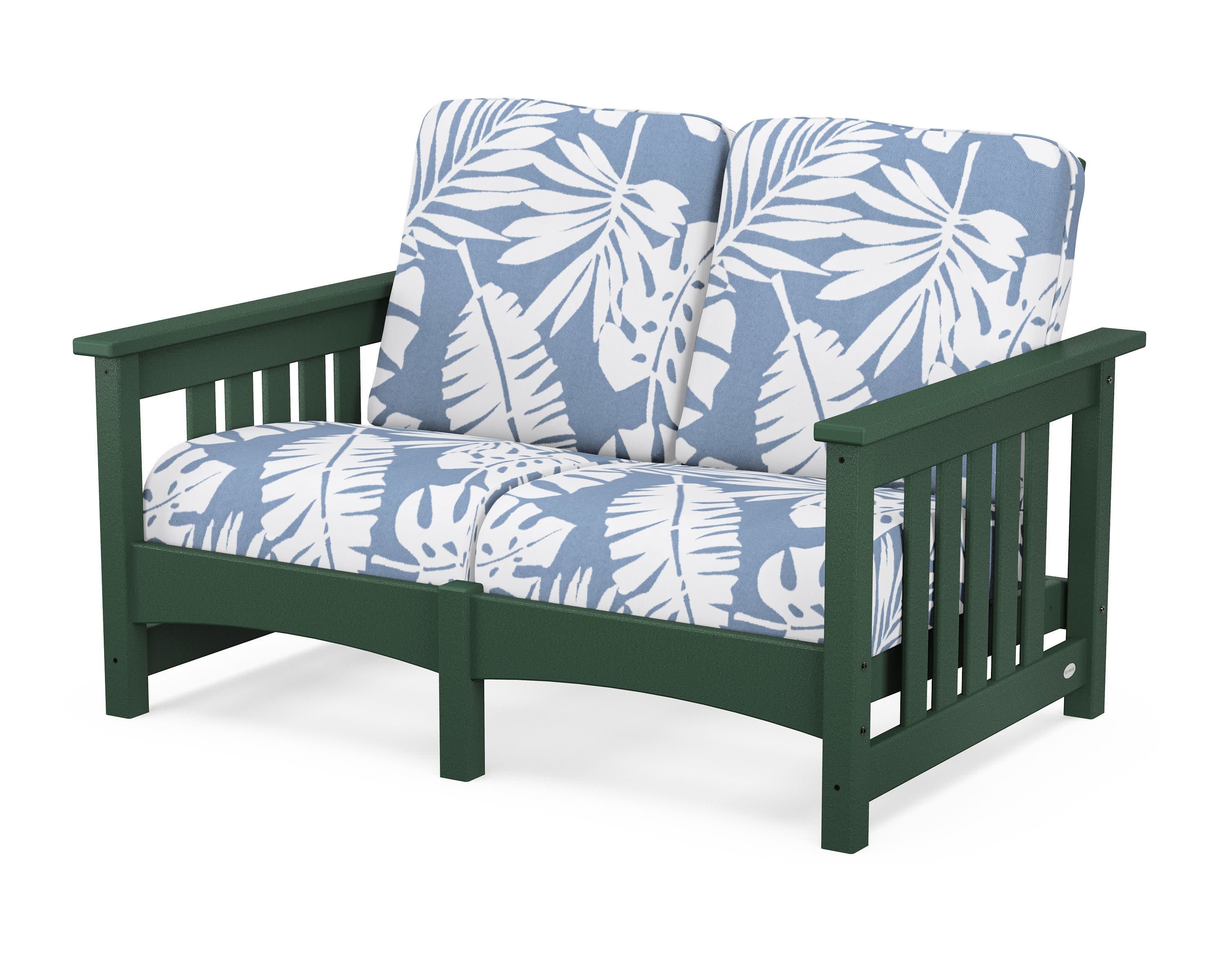 Club Mission Loveseat in Green / Leaf Sky Blue