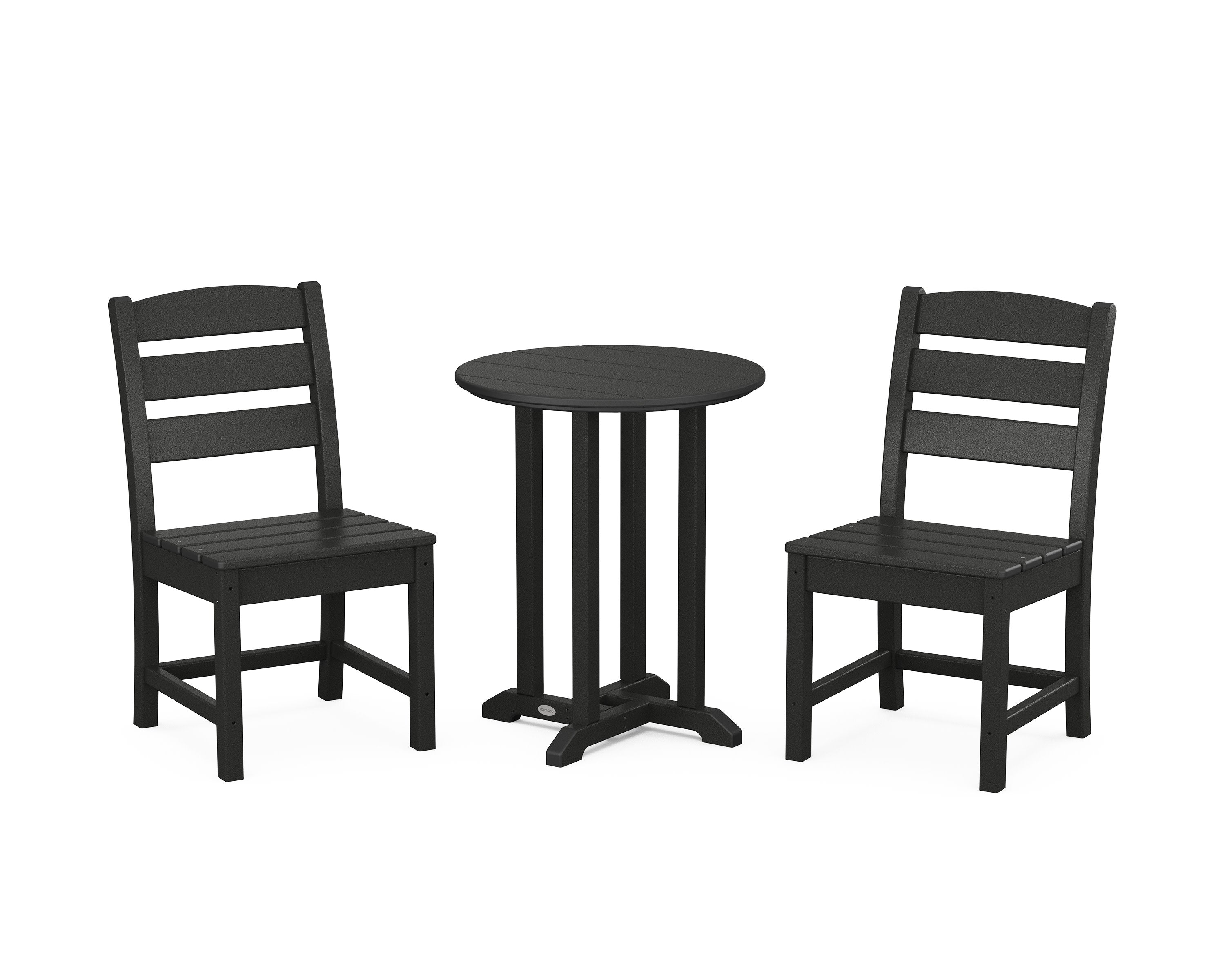 Lakeside Side Chair 3-Piece Round Bistro Dining Set in Black