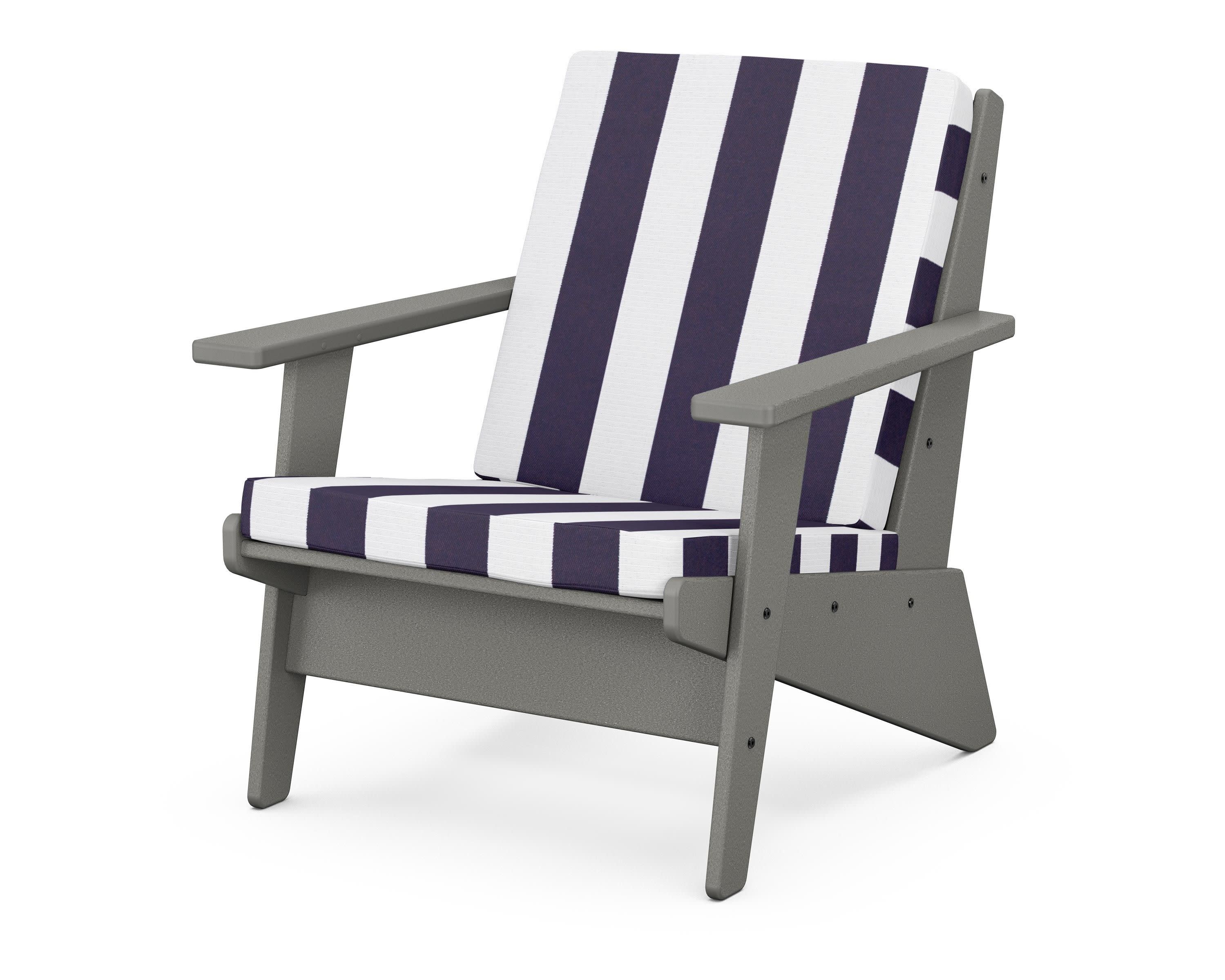 Riviera Modern Lounge Chair in Slate Grey / Cabana Stripe Navy