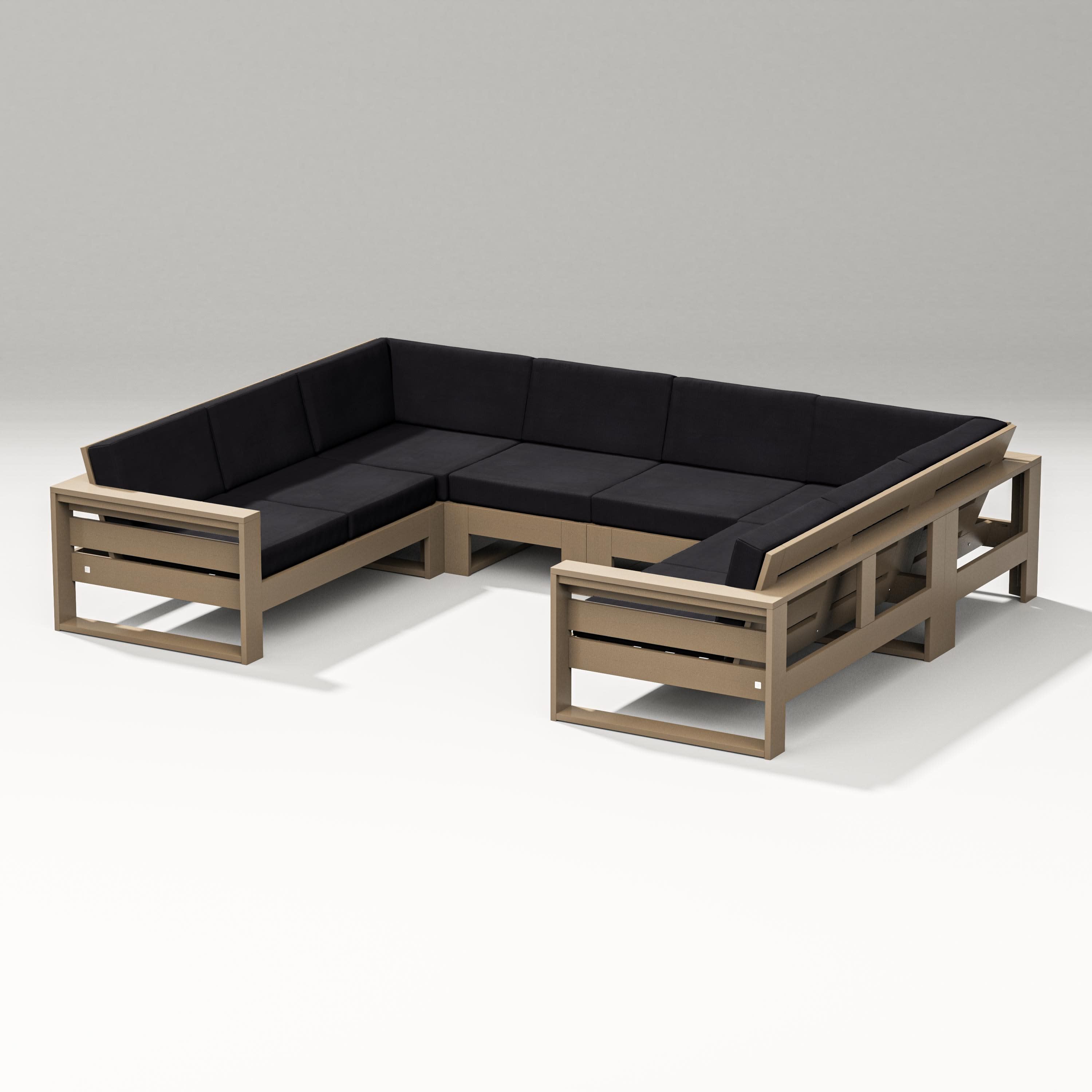 Latitude U-Shaped Sectional in Vintage Sahara / Midnight Linen