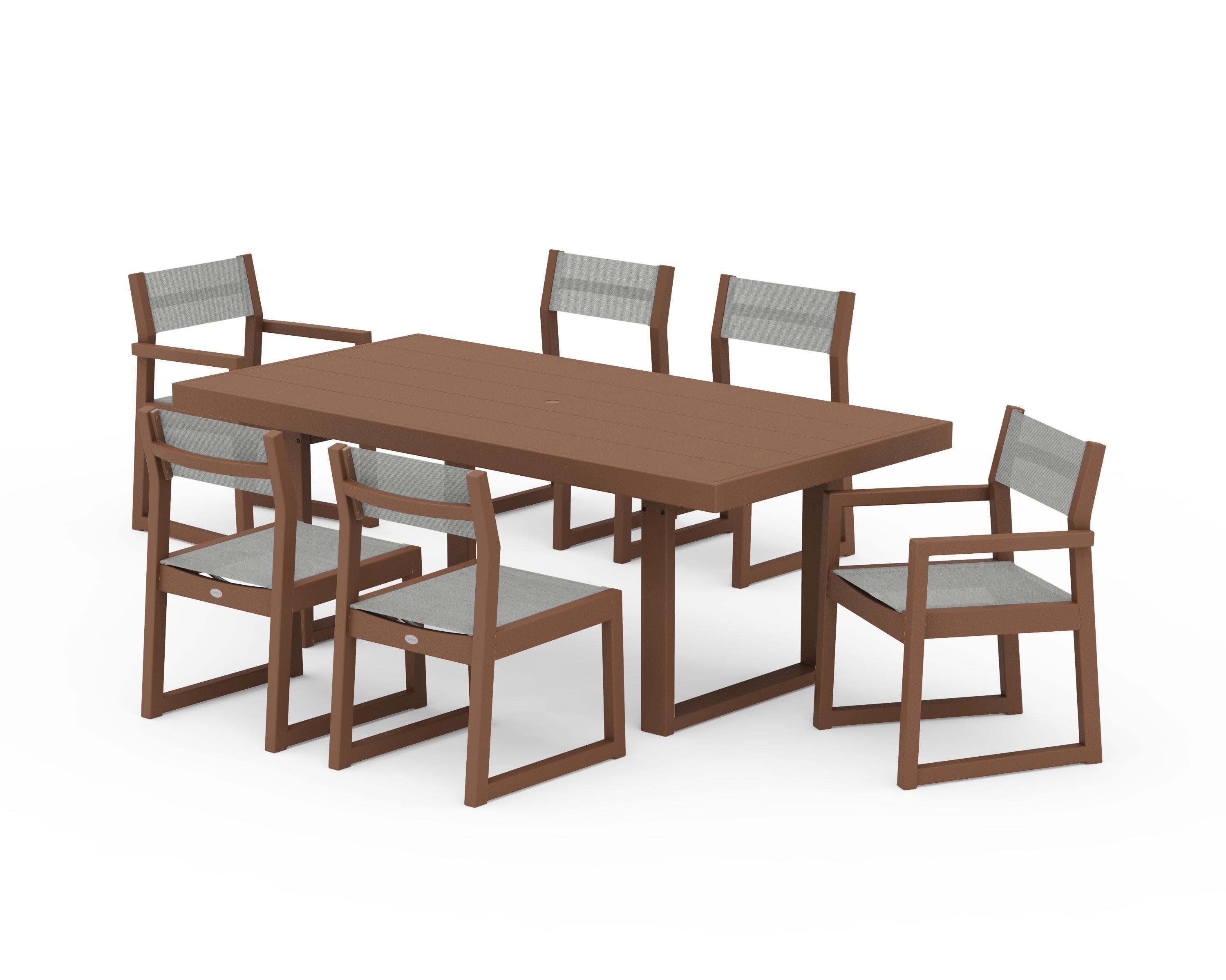 EDGE Sling 7-Piece Dining Set in Teak / Metallic Sling