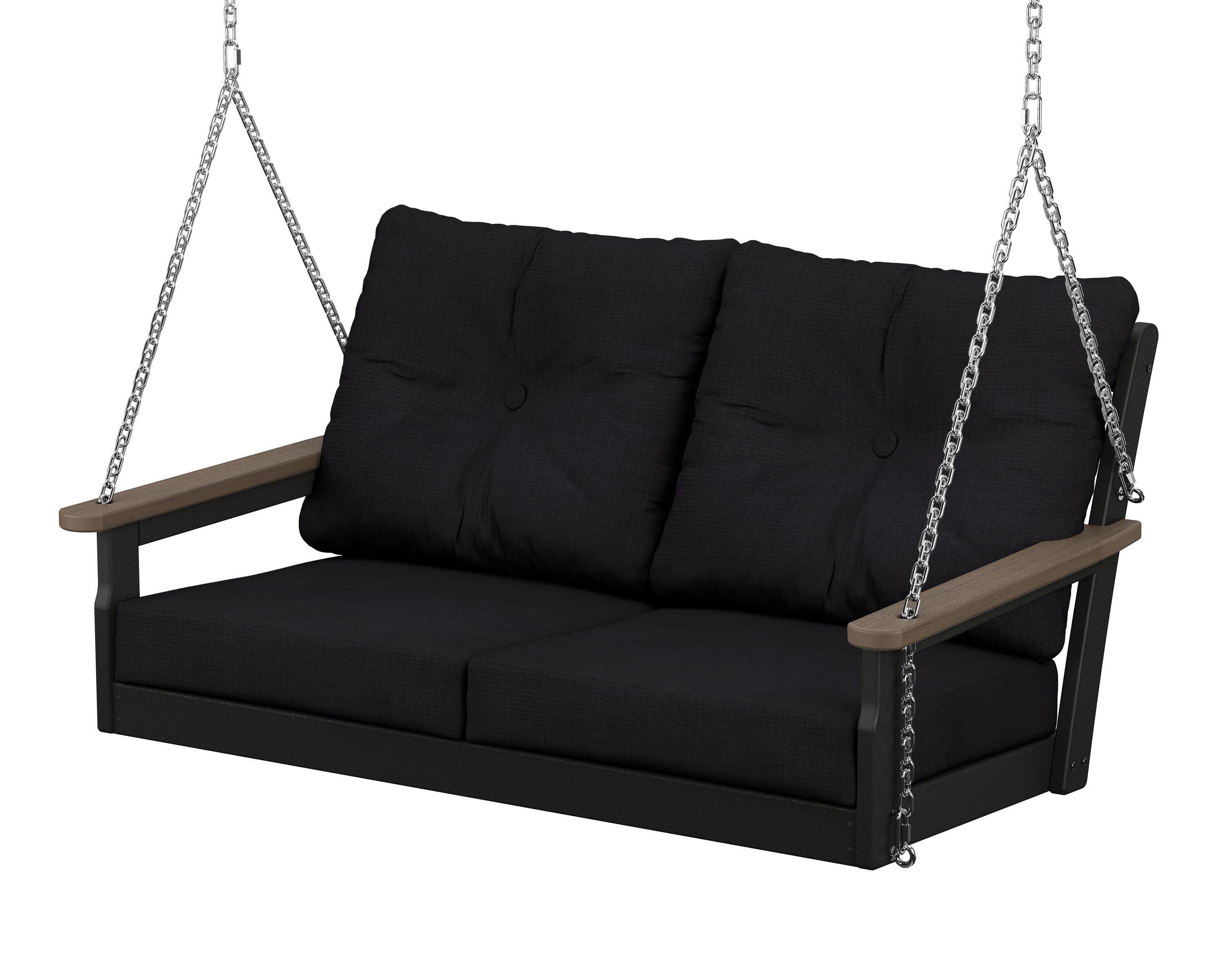 Vineyard Deep Seating Swing in Black / Kona / Midnight Linen