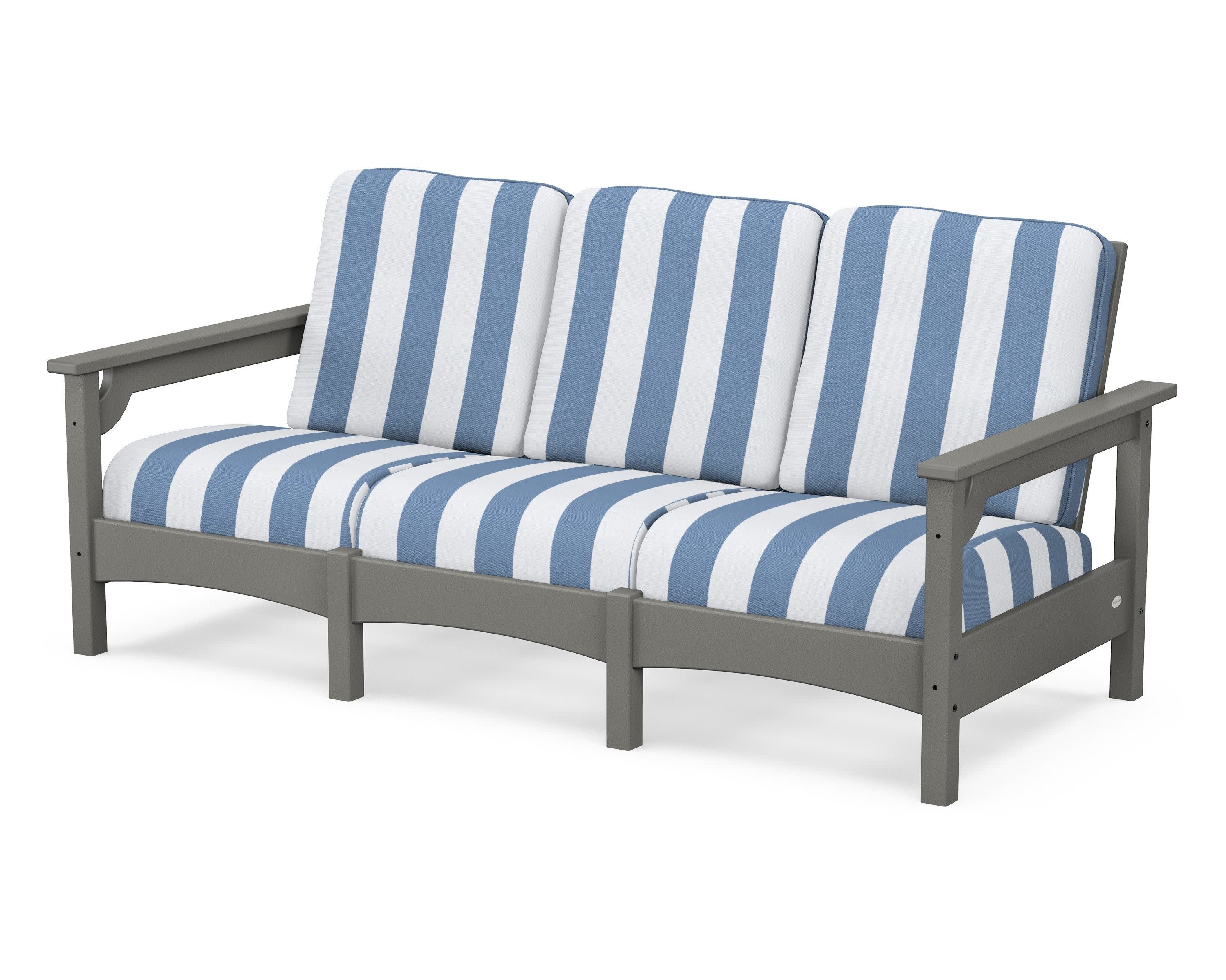 Club Sofa in Slate Grey / Cabana Stripe Sky Blue