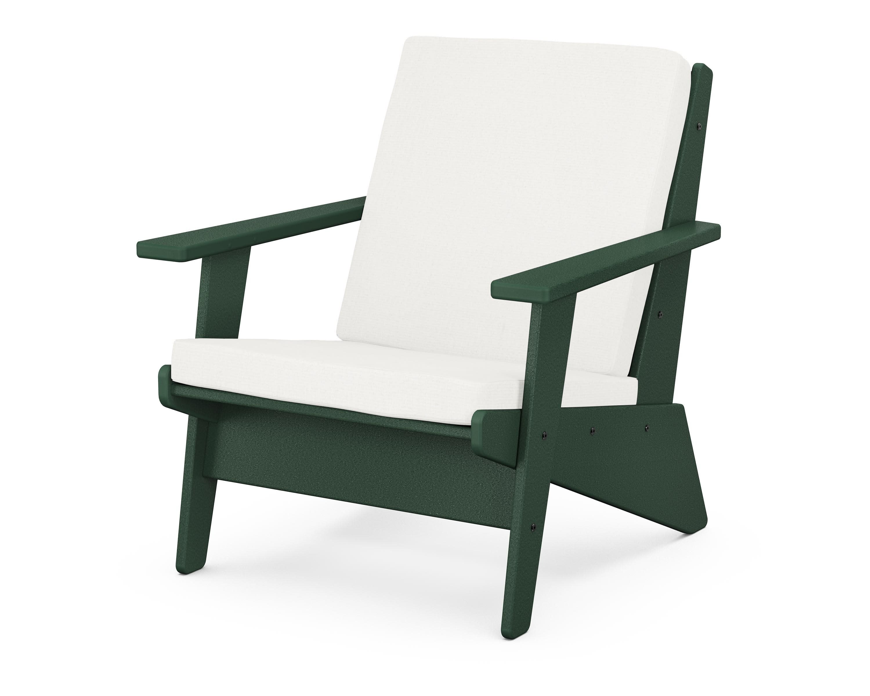 Riviera Modern Lounge Chair in Green / Natural Linen