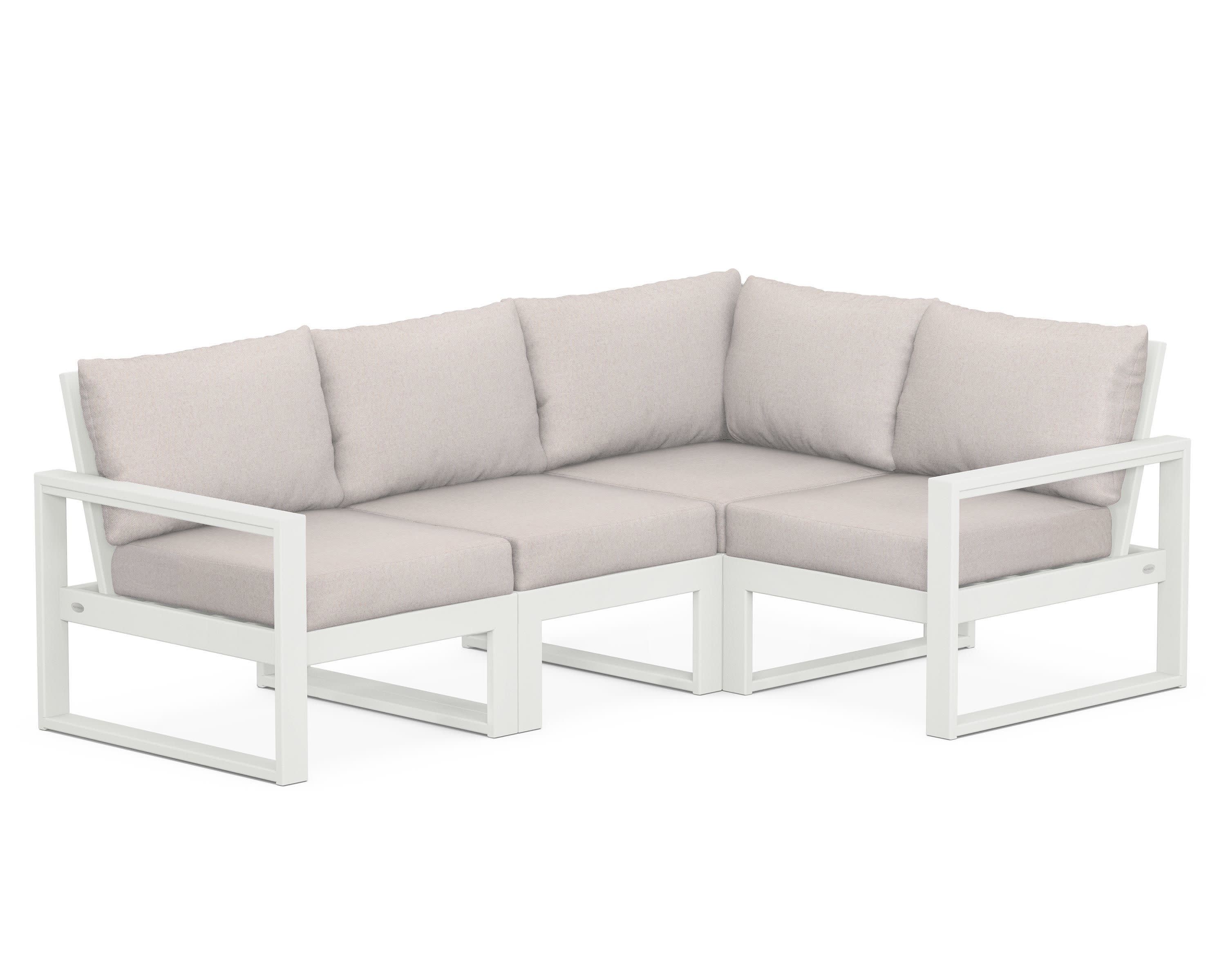 EDGE 4-Piece Modular Deep Seating Set in Vintage White / Dune Burlap