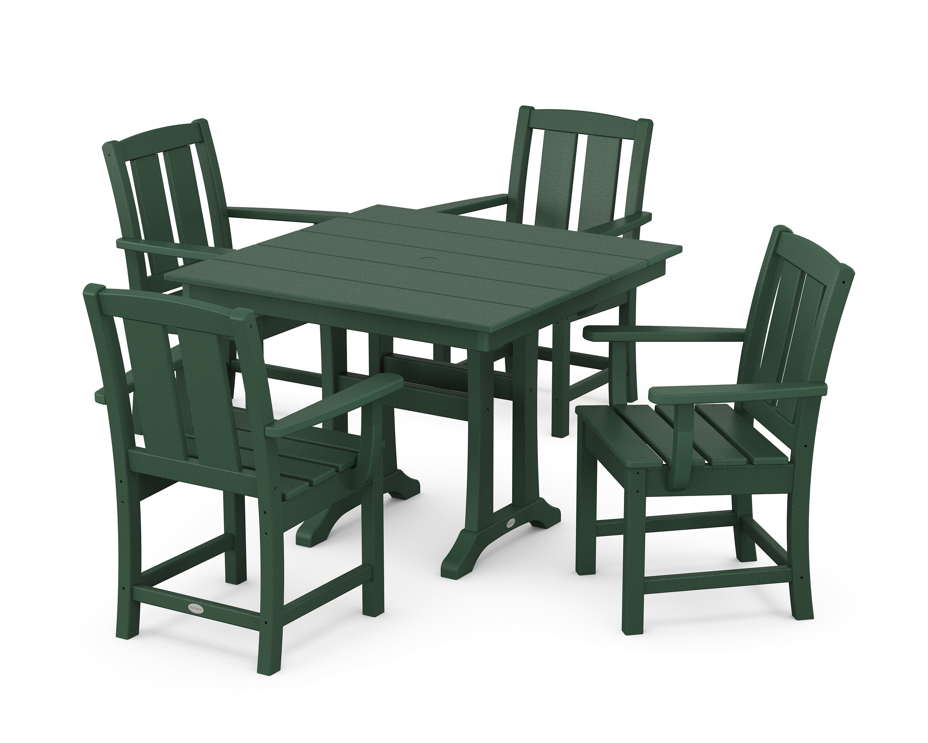 Mission 5-Piece Farmhouse Dining Set with Trestle Legs in Green