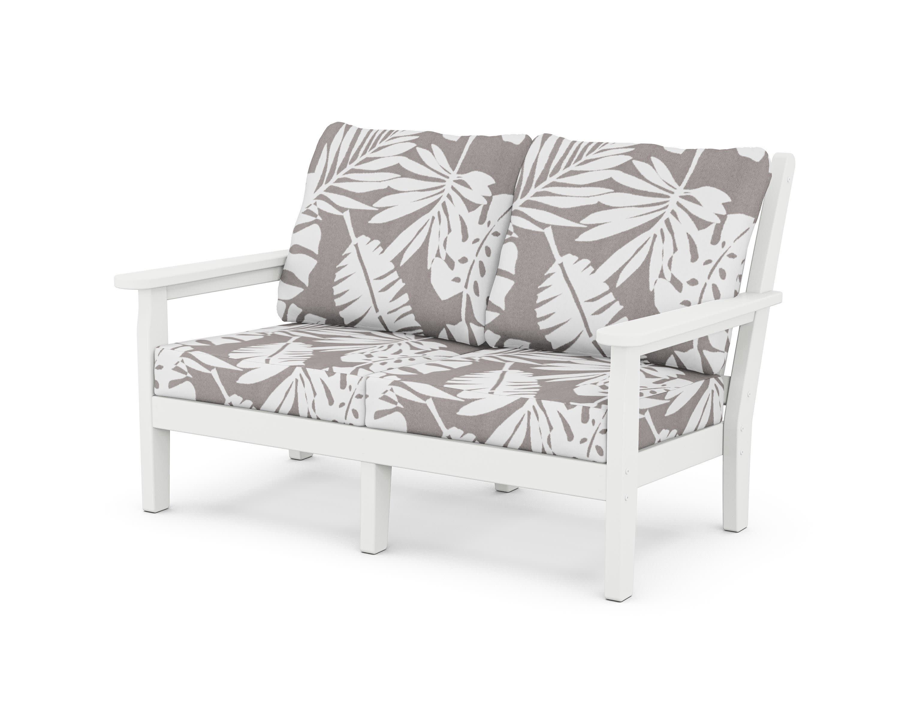 Chippendale Deep Seating Loveseat in White / Leaf Grey Mist