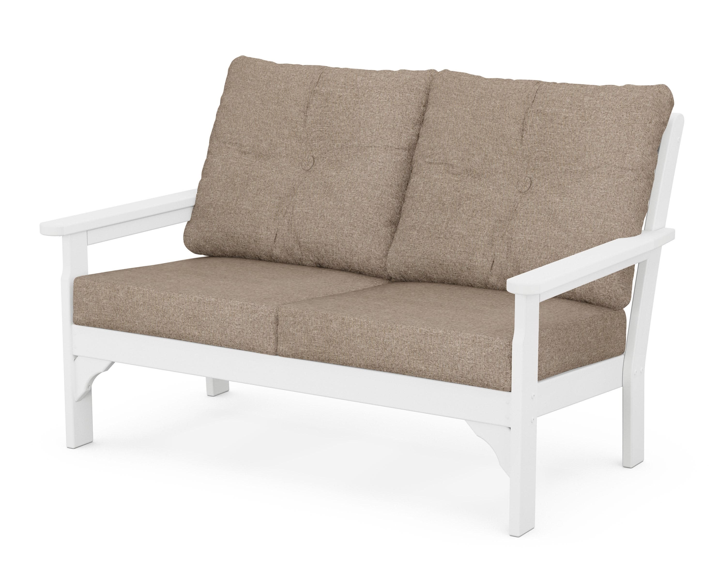 Vineyard Deep Seating Loveseat in White / Spiced Burlap