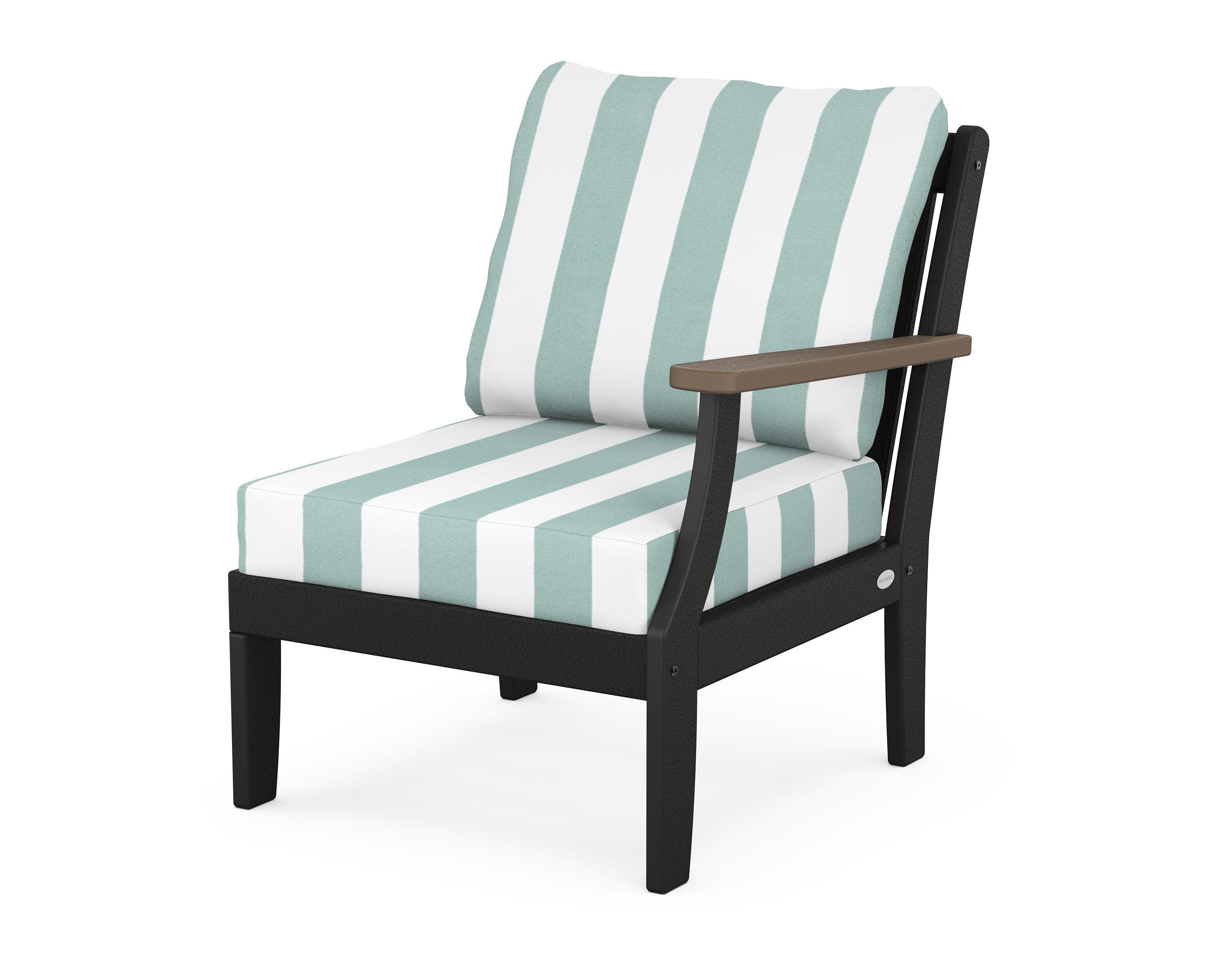 Braxton Modular Right Arm Chair in Black / Kona / Cabana Stripe Glacier Spa