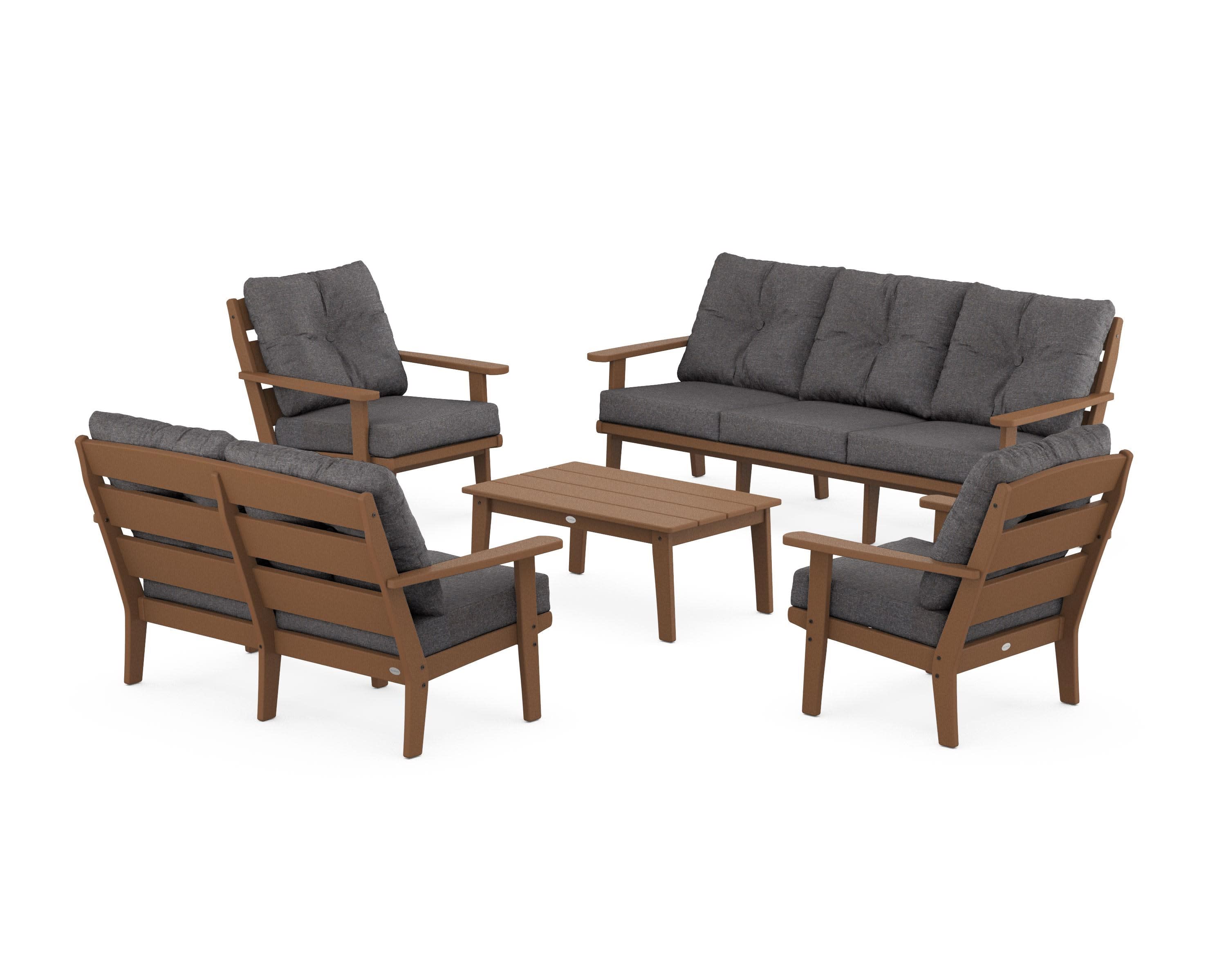 Lakeside 5-Piece Lounge Sofa Set in Teak / Ash Charcoal