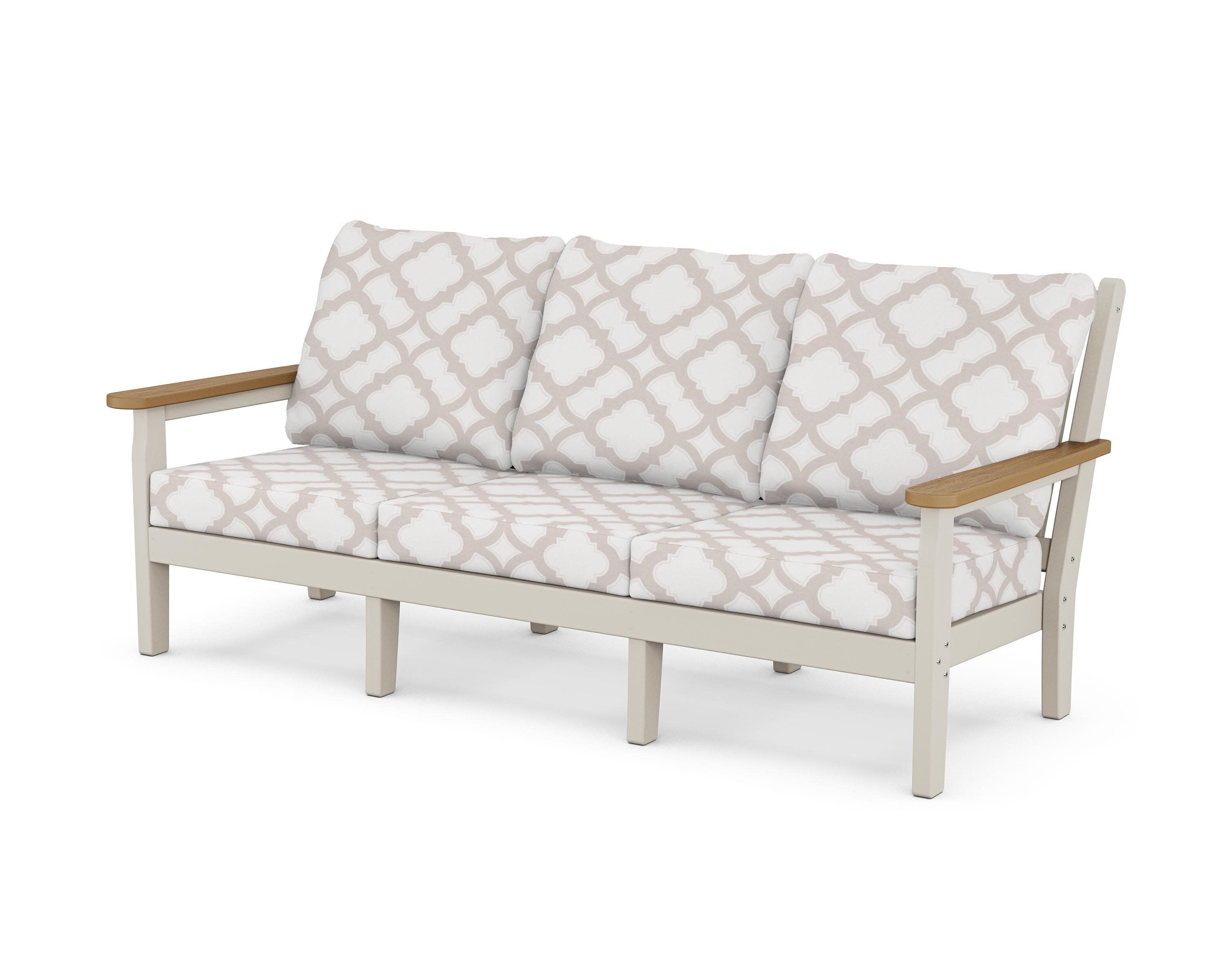 Chippendale Deep Seating Sofa in Sand / Natural / Trellis Dune Burlap