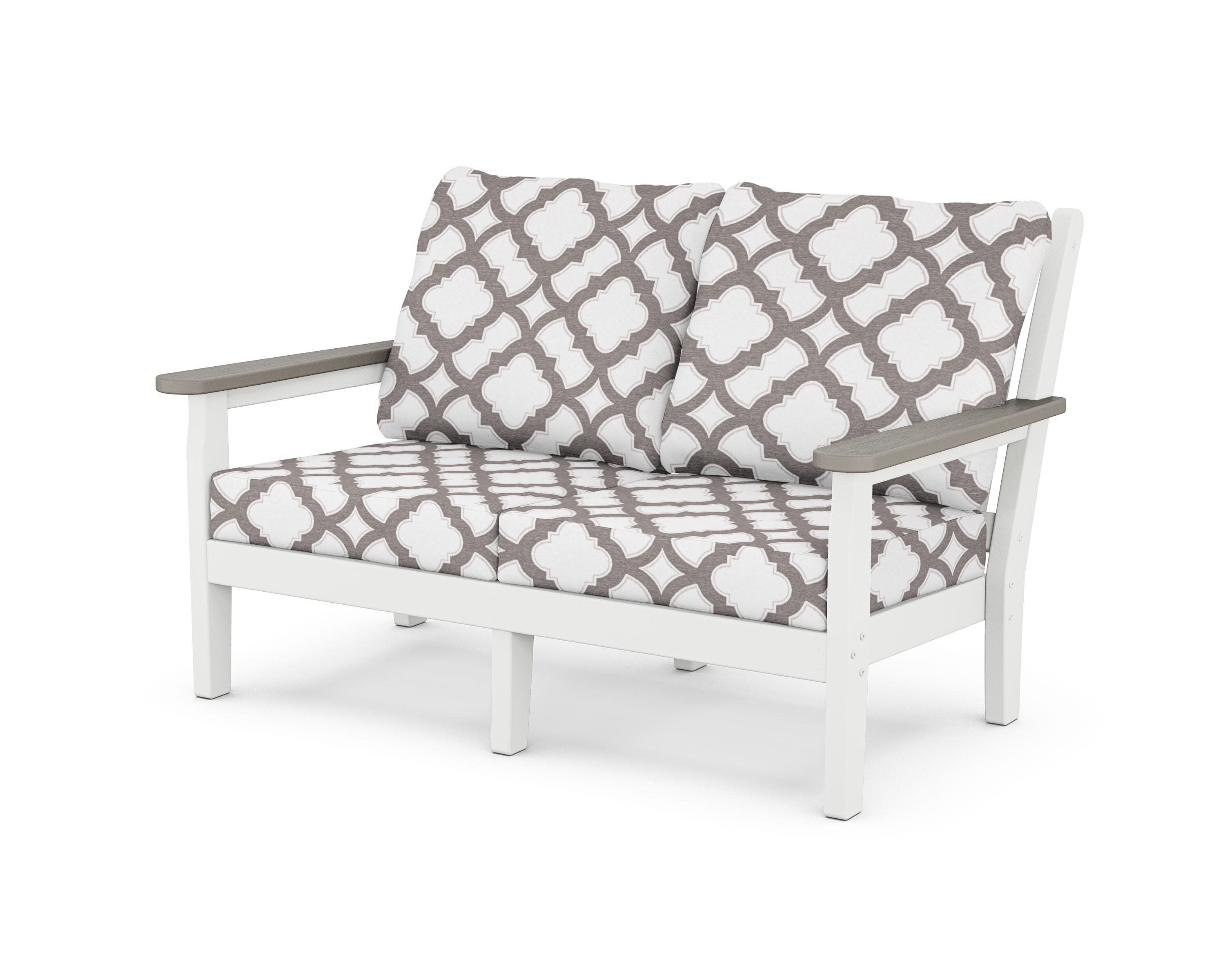 Chippendale Deep Seating Loveseat in White / Driftwood / Trellis Grey Mist