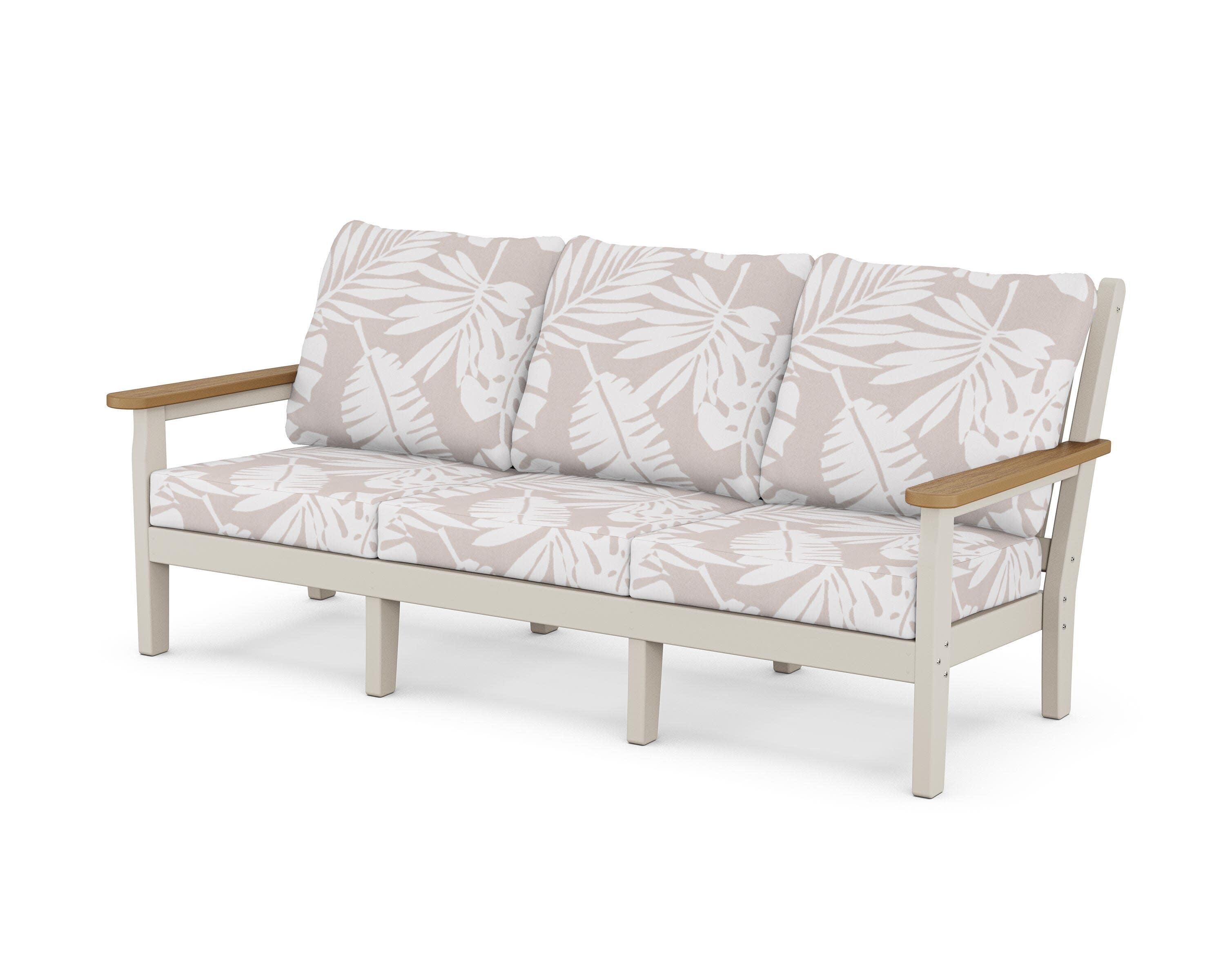 Chippendale Deep Seating Sofa in Sand / Natural / Leaf Dune Burlap