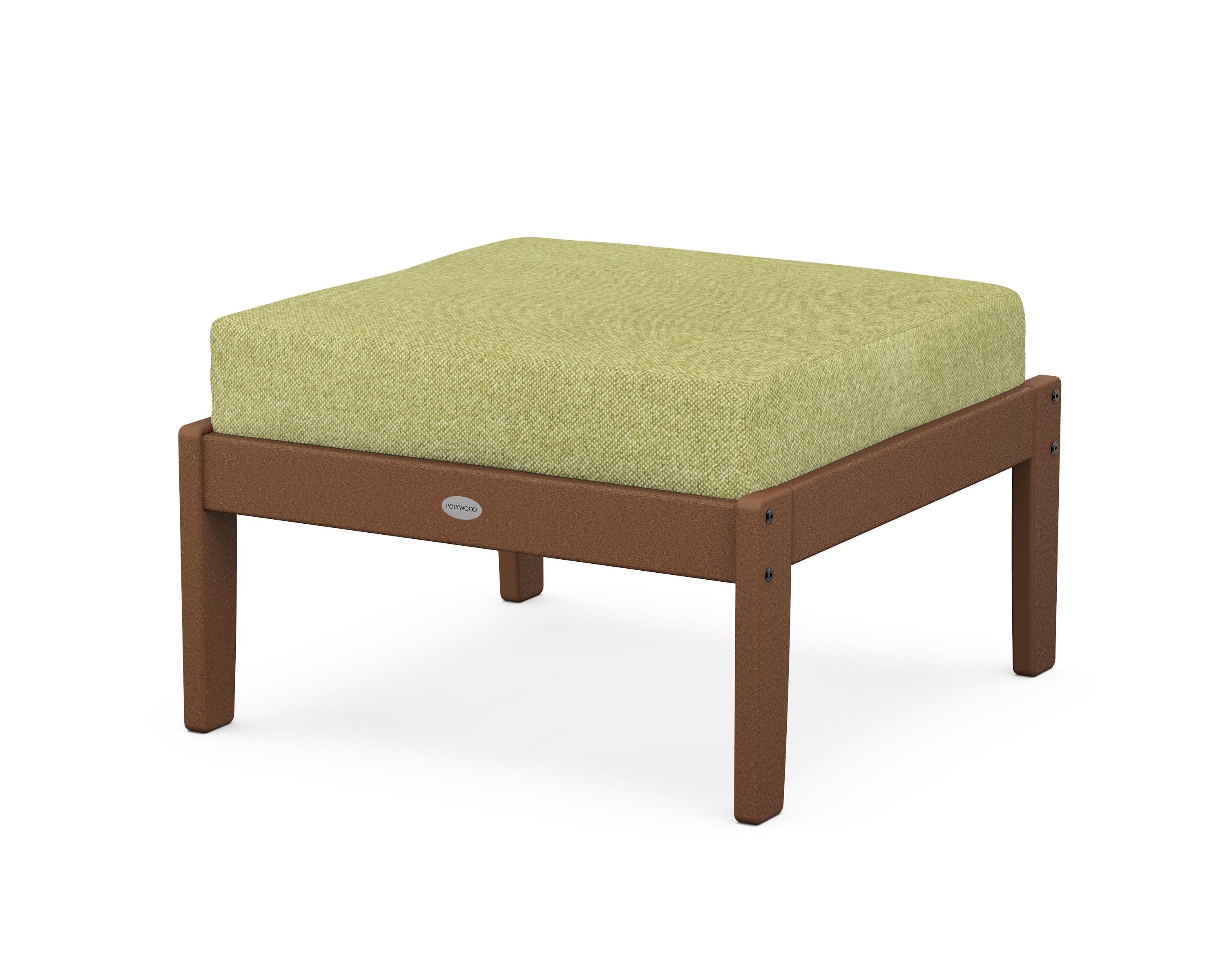 Braxton Deep Seating Ottoman in Teak / Chartreuse Boucle