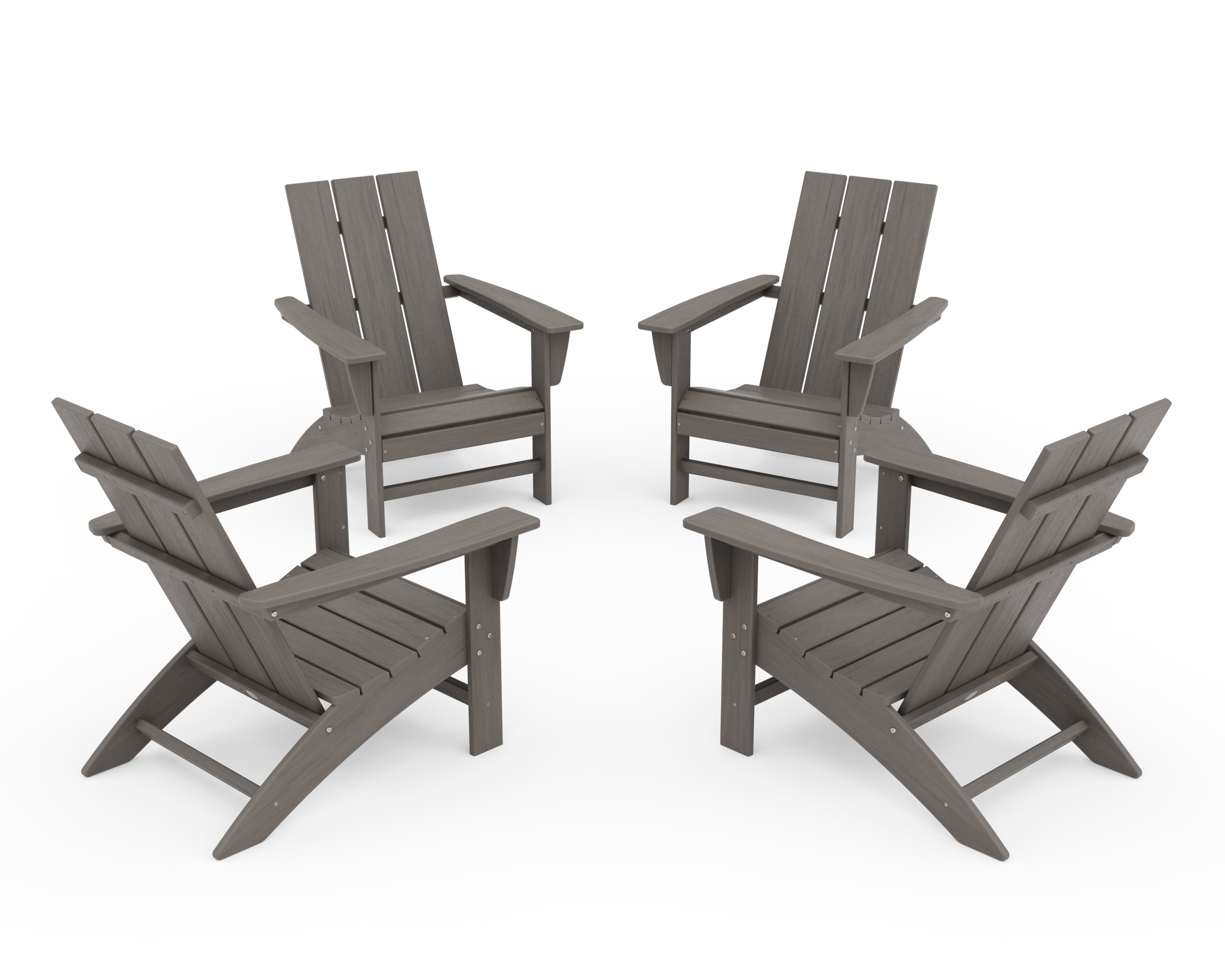 4-Piece Modern Adirondack Chair Conversation Set in Driftwood