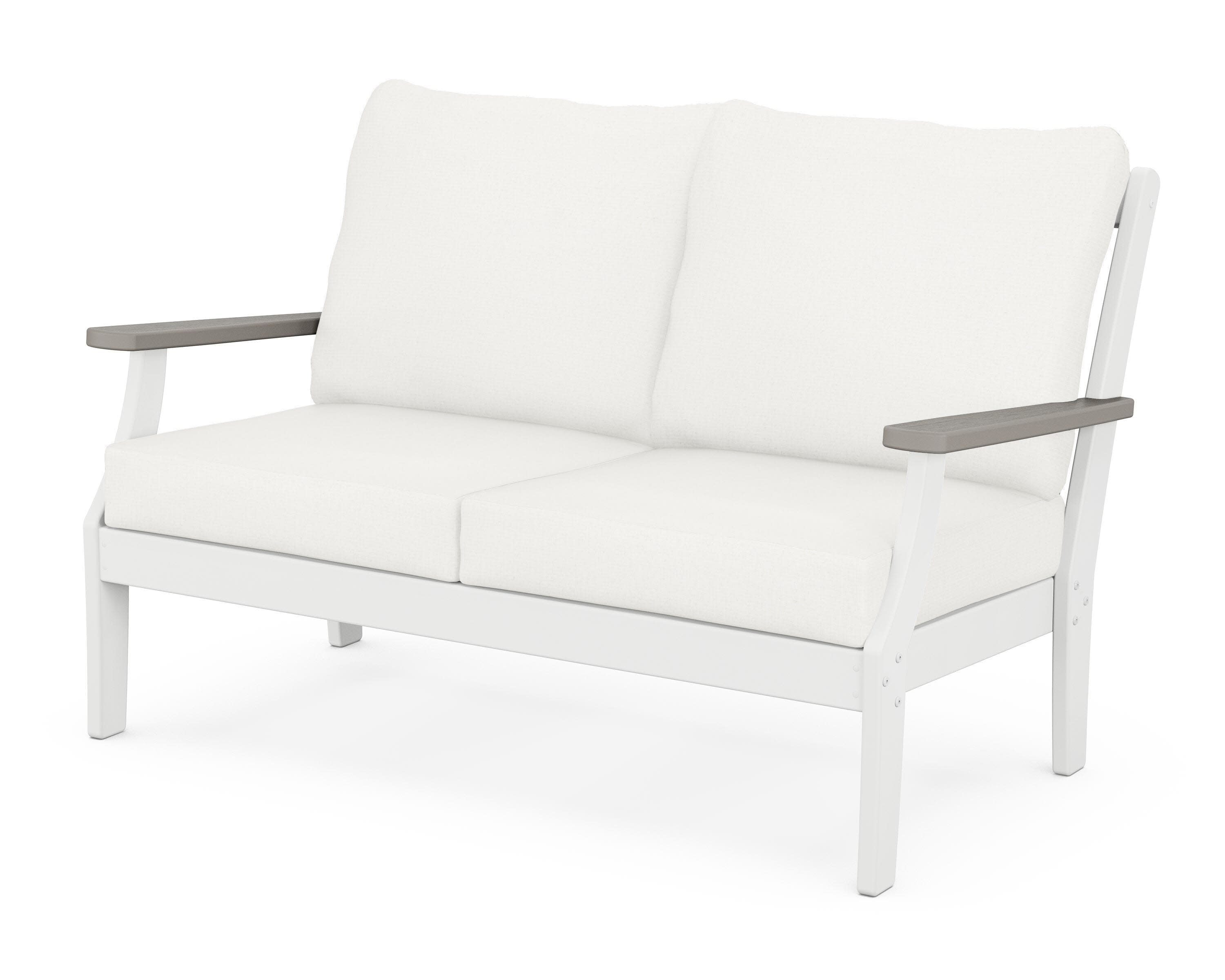 Braxton Deep Seating Loveseat in White / Driftwood / Natural Linen