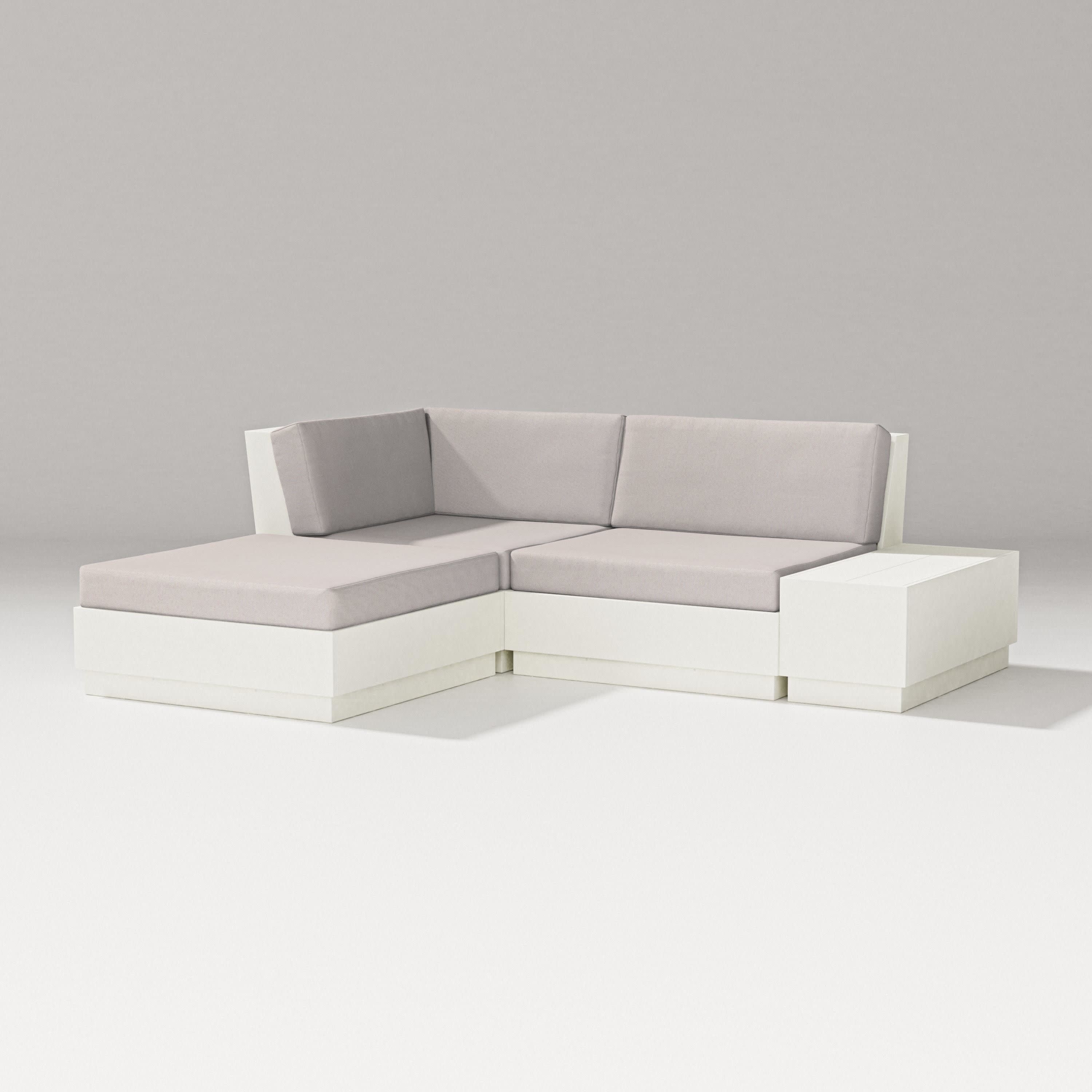 Elevate Loveseat Sectional with Chaise in Vintage White / Dune Burlap