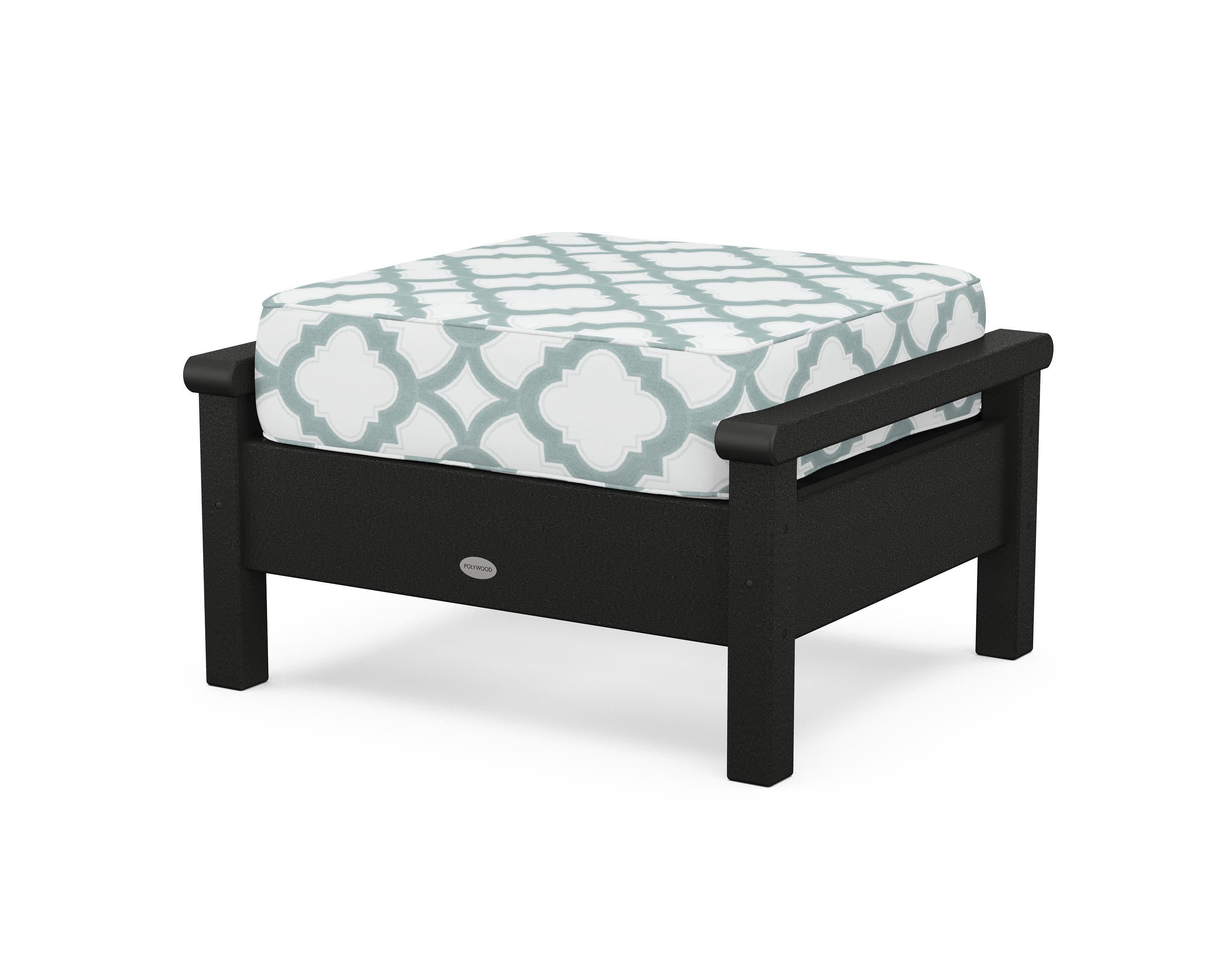 Harbour Deep Seating Ottoman in Black / Trellis Glacier Spa