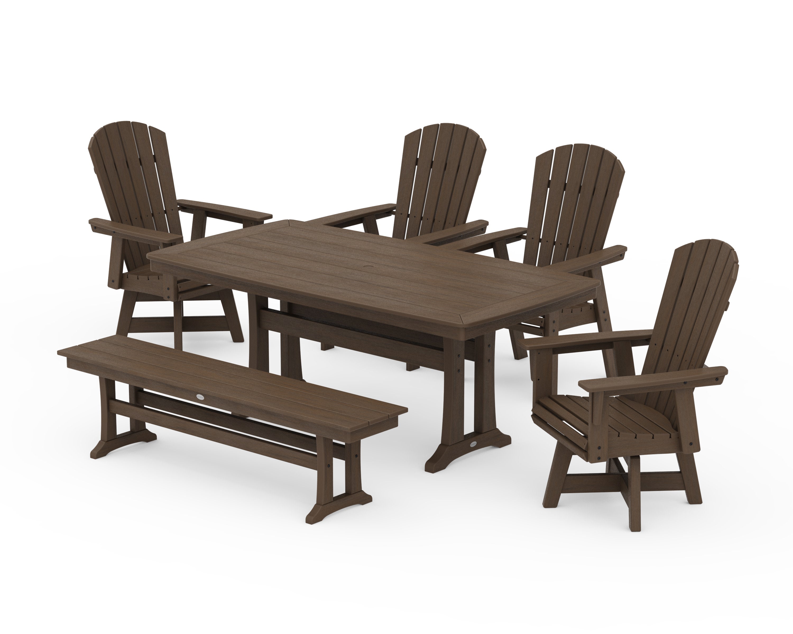 Nautical Adirondack Swivel 6-Piece Dining Set with Trestle Legs in Kona