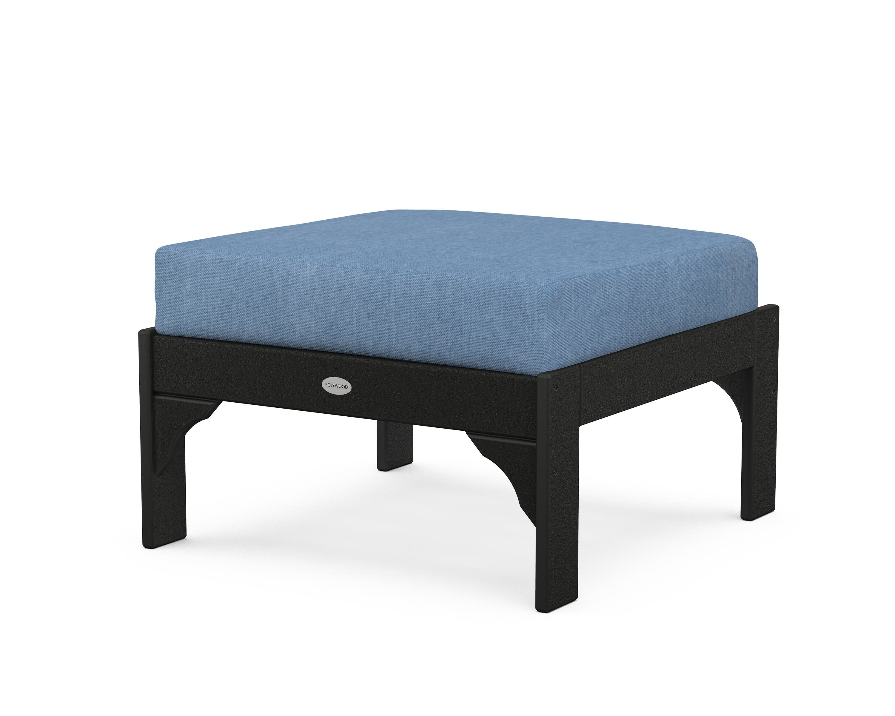 Vineyard Deep Seating Ottoman in Black / Sky Blue