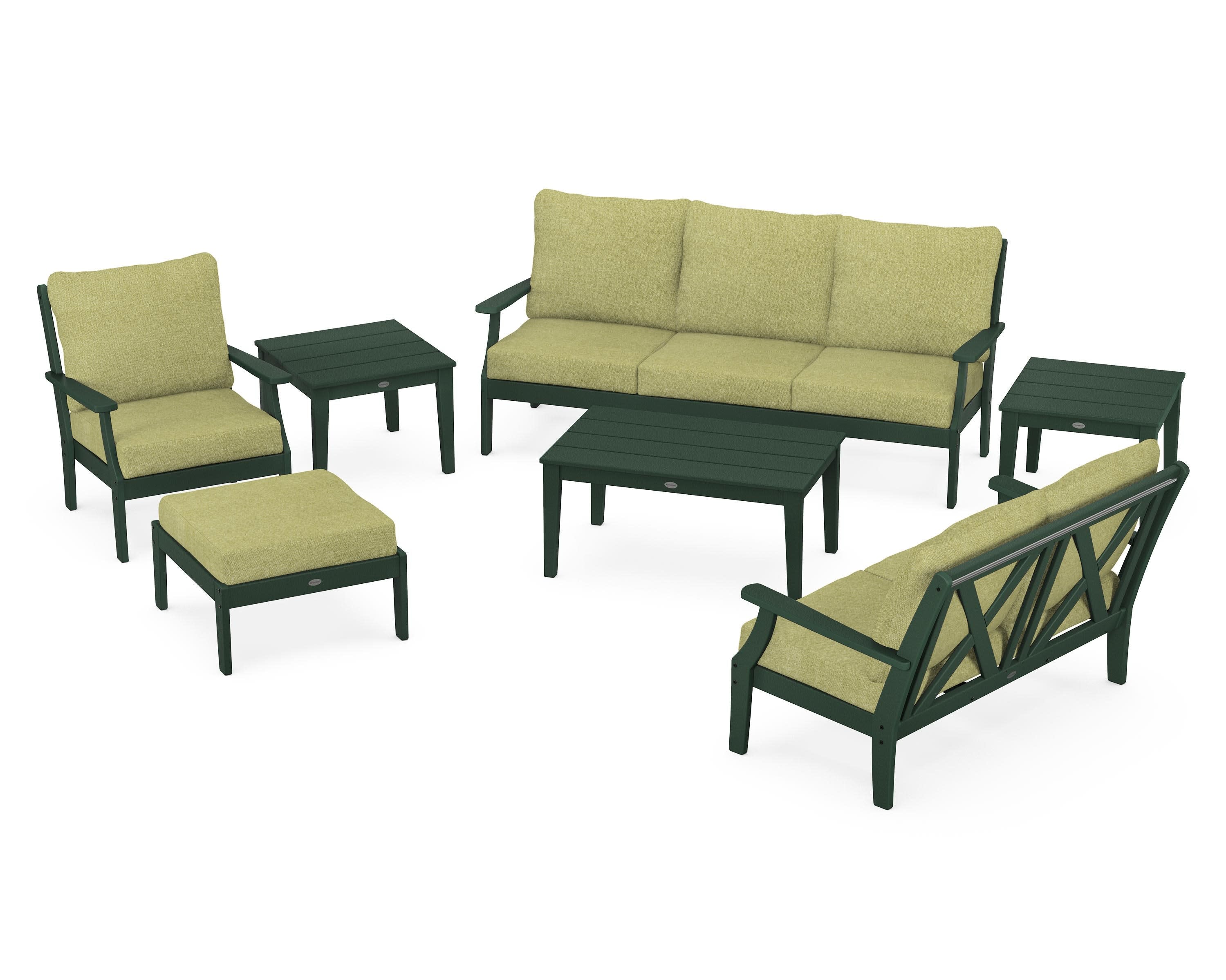 Braxton 7-Piece Deep Seating Set in Green / Chartreuse Boucle