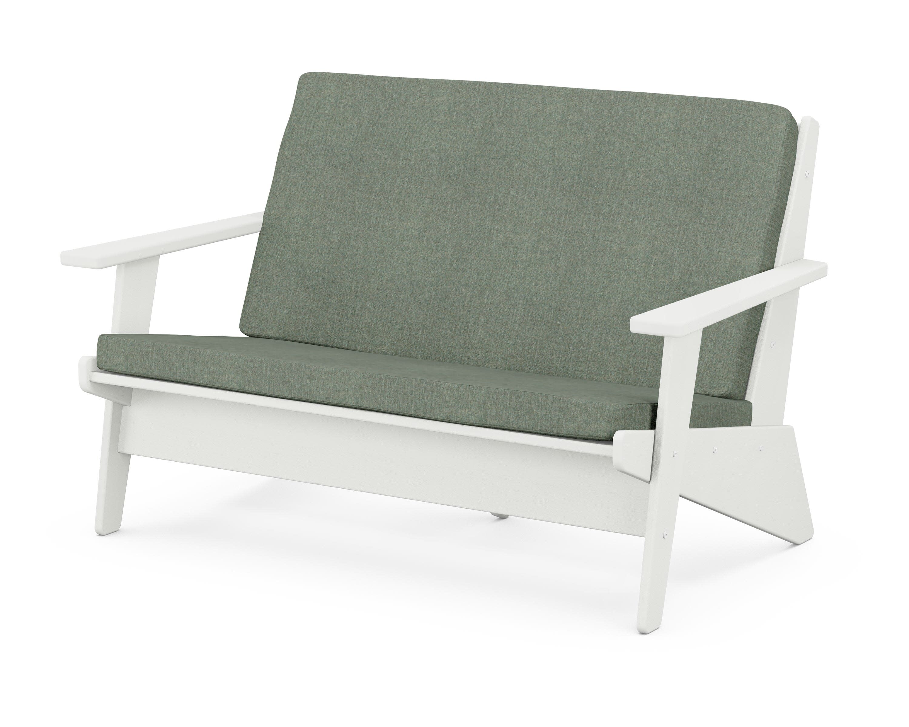 Riviera Modern Lounge Loveseat in Vintage White / Cast Sage