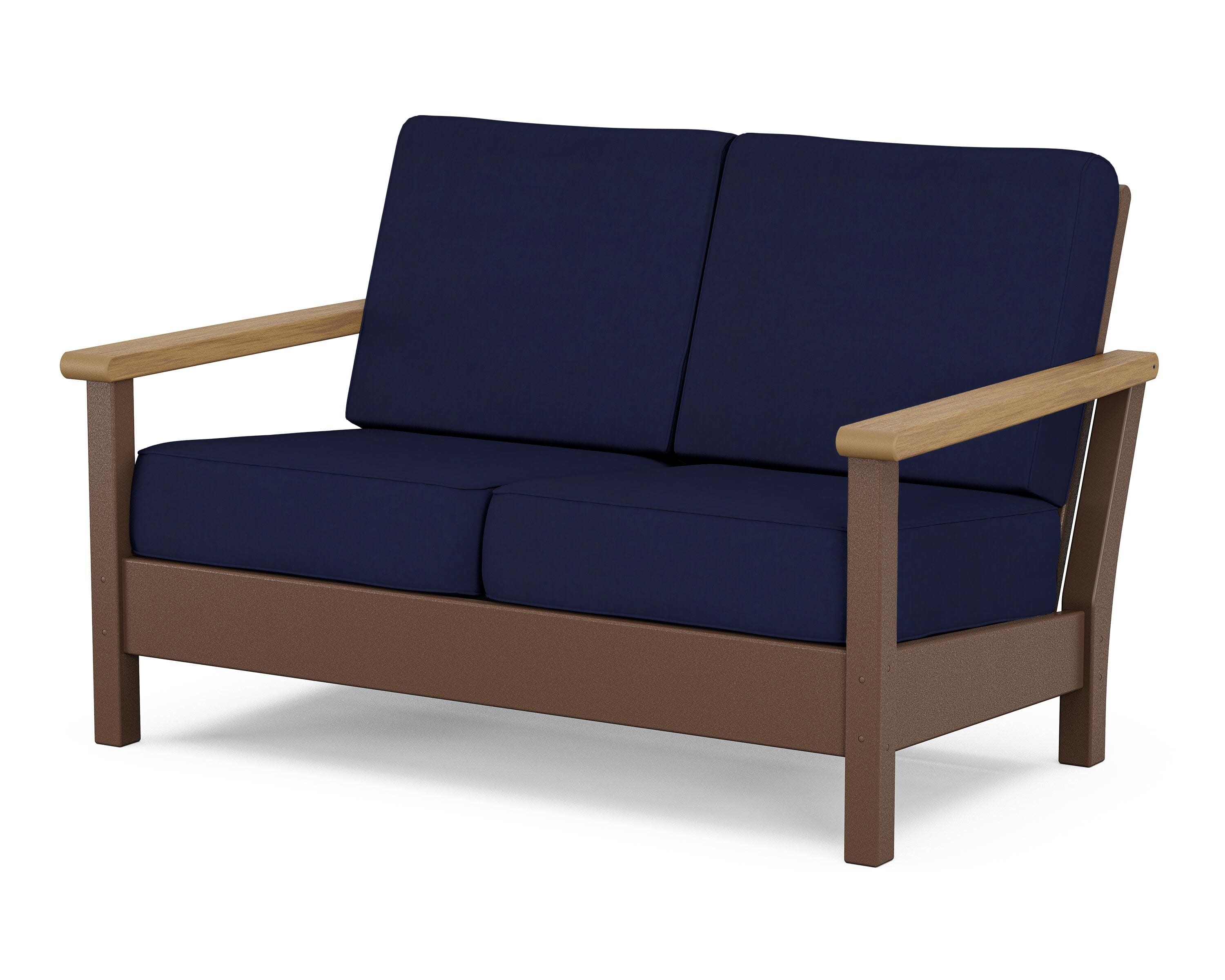 Harbour Deep Seating Loveseat in Mahogany / Natural / Navy