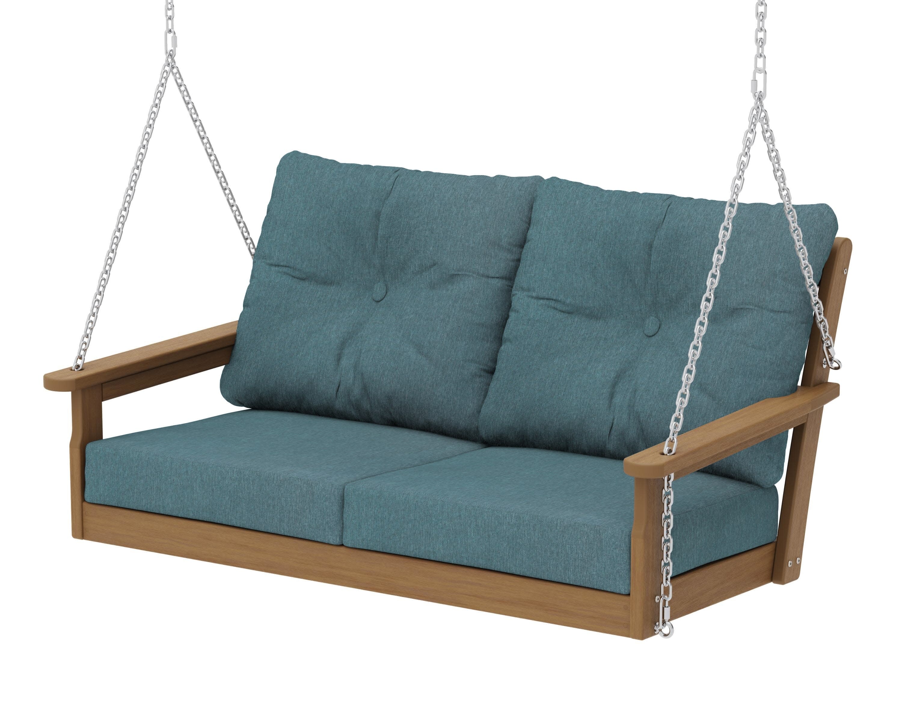 Vineyard Deep Seating Swing in Natural / Ocean Teal